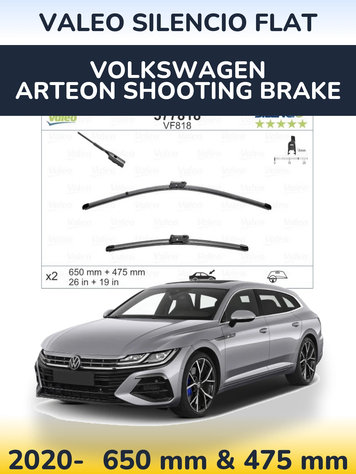 Ștergătoare Valeo Silencio Flat pentru Volkswagen Arteon Shooting Brake