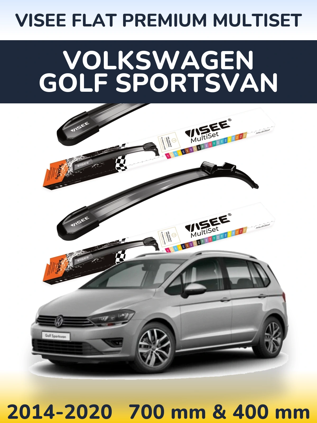 Ștergătoare VISEE FLAT PREMIUM MultiSet pentru Volkswagen Golf Sportsvan