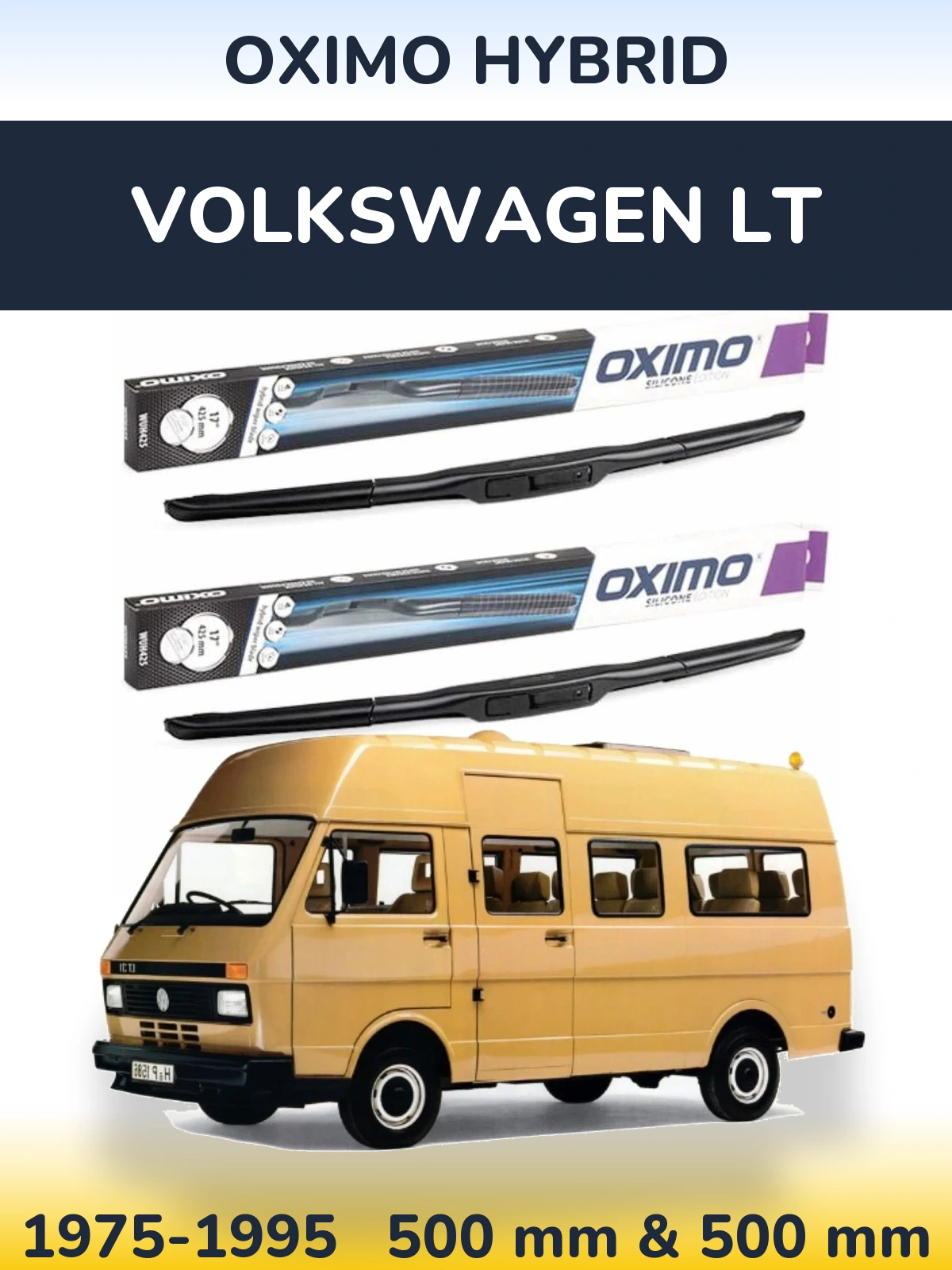 Комплект передних дворников Oximo Hybrid 500 & 500 мм для Volkswagen LT 1975-1995