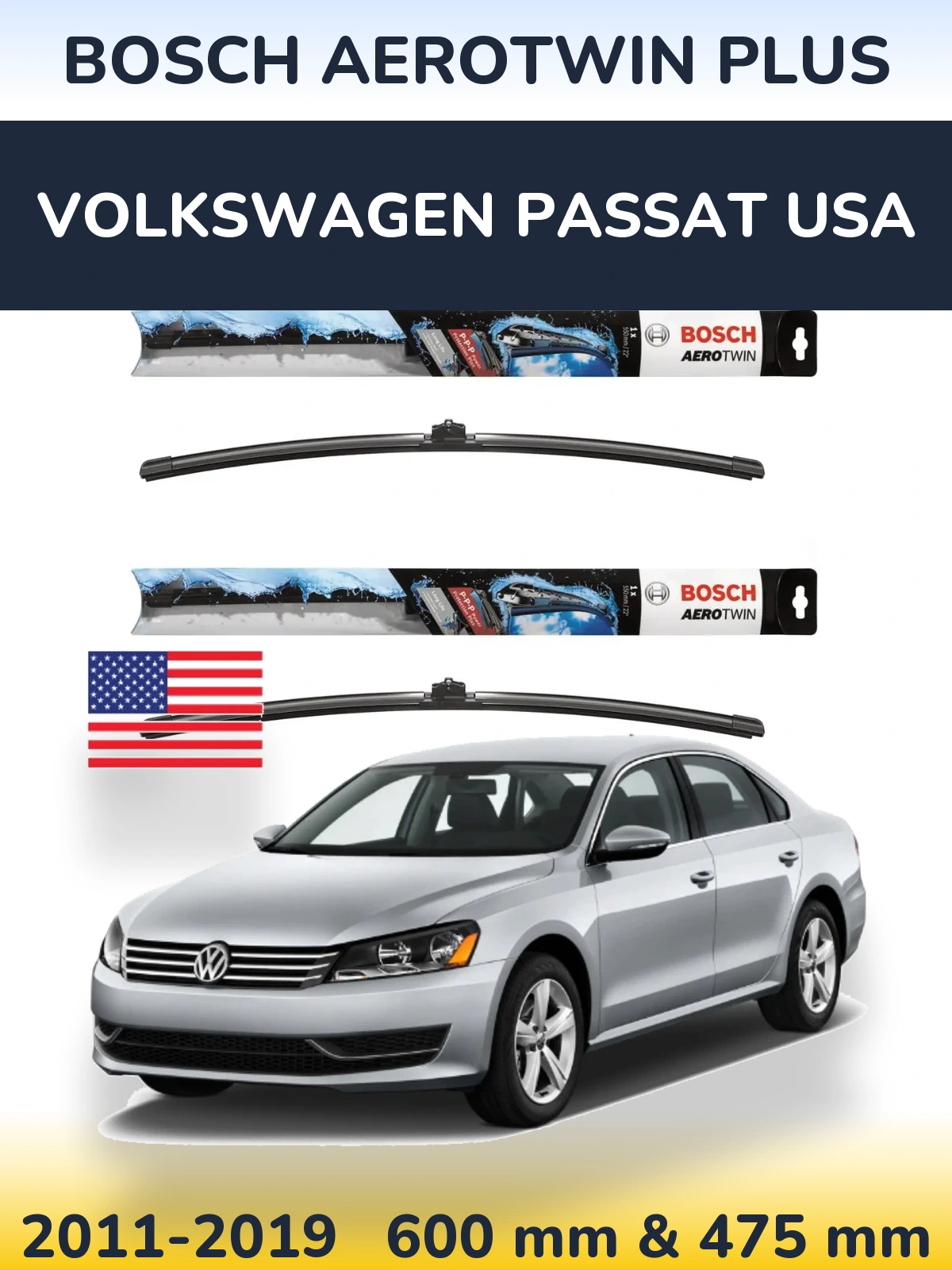 Ștergătoare BOSCH AeroTwin Plus pentru Volkswagen Passat USA