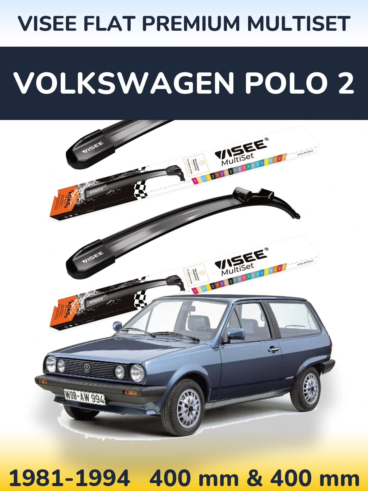 Ștergătoare VISEE FLAT PREMIUM MultiSet pentru Volkswagen Polo 2
