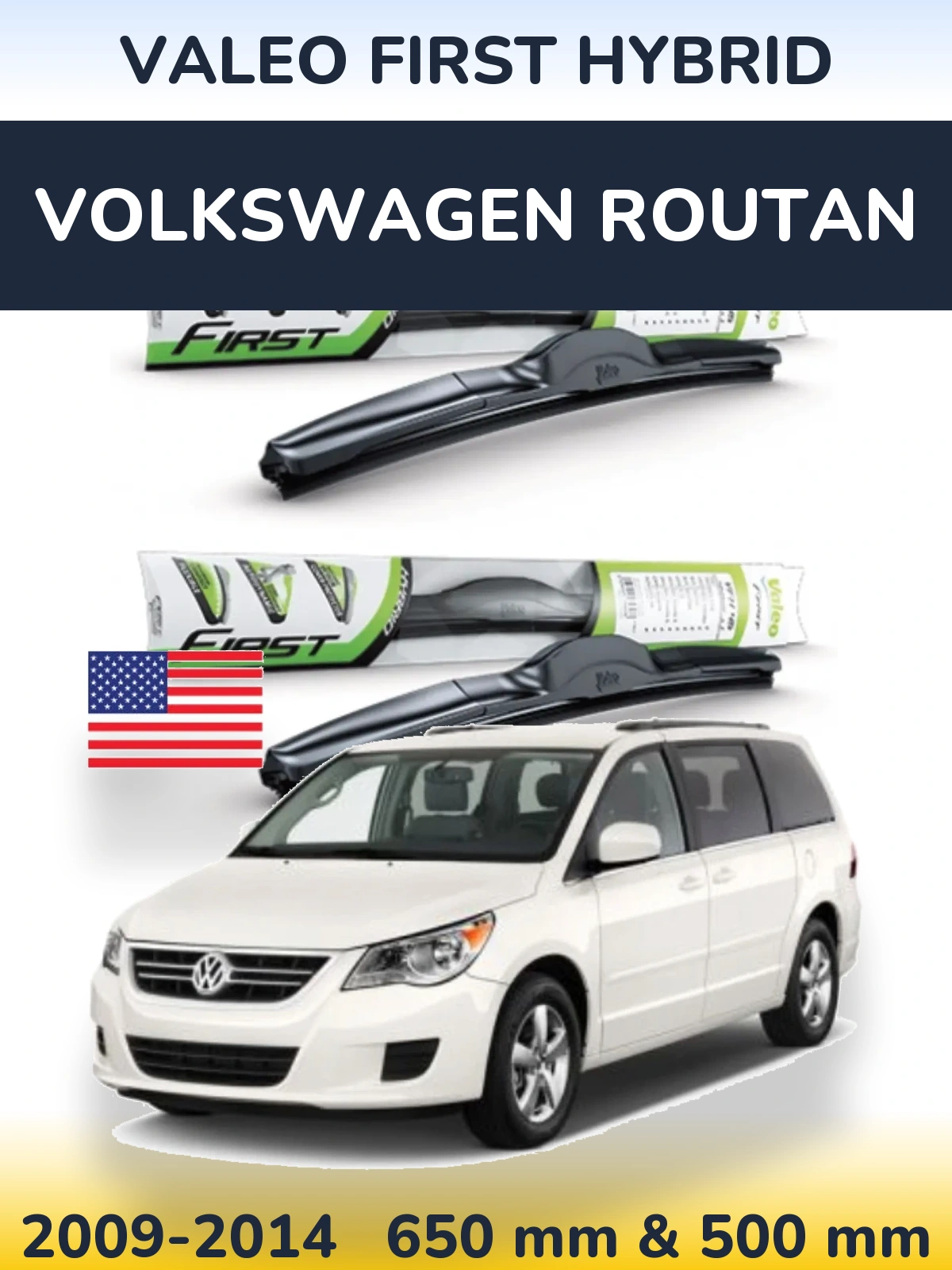 Комплект передних дворников Valeo First Hybrid 650 & 500 мм для Volkswagen Routan 2009-2014