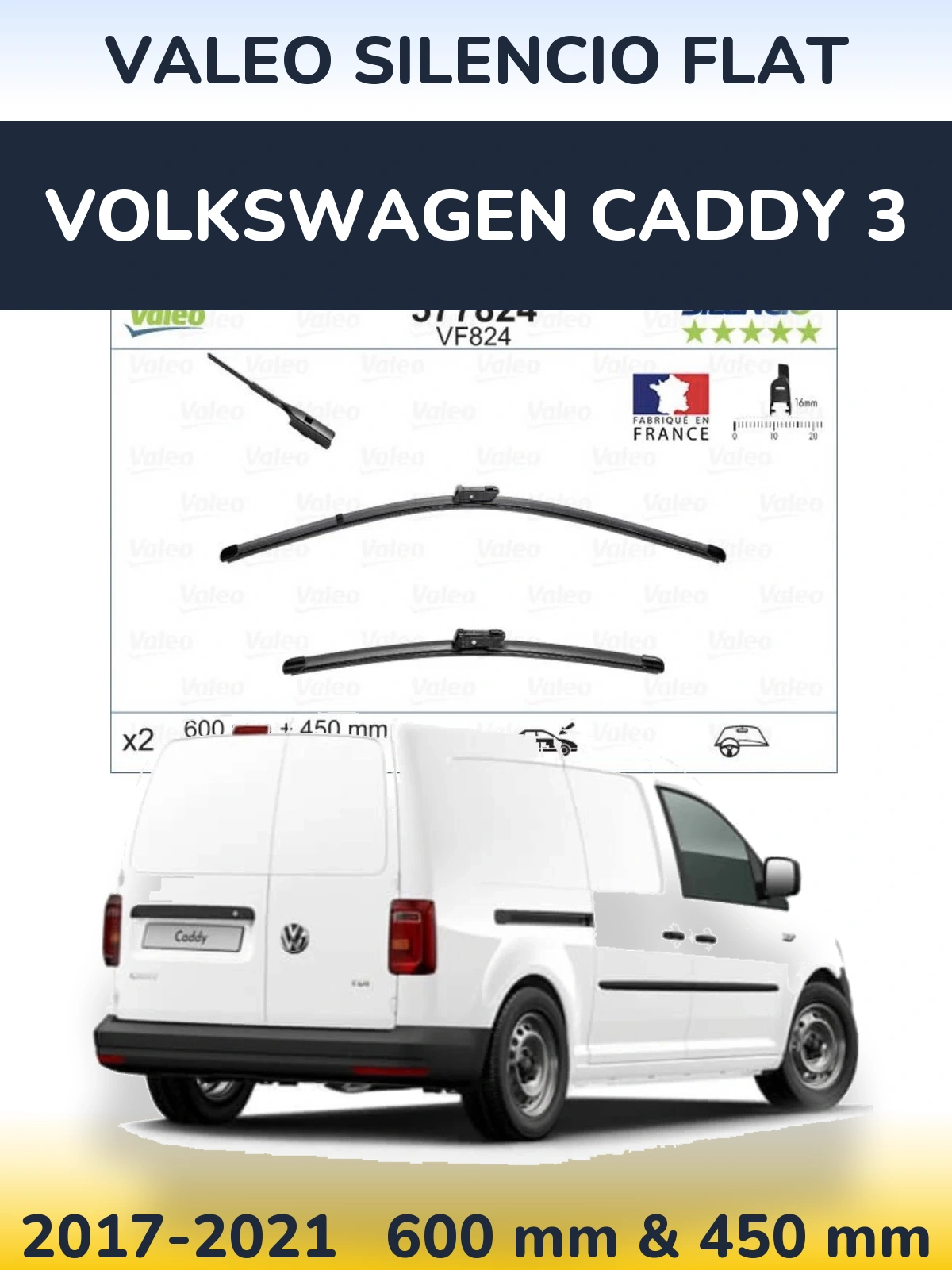 Ștergătoare Valeo Silencio Flat pentru Volkswagen Caddy 3