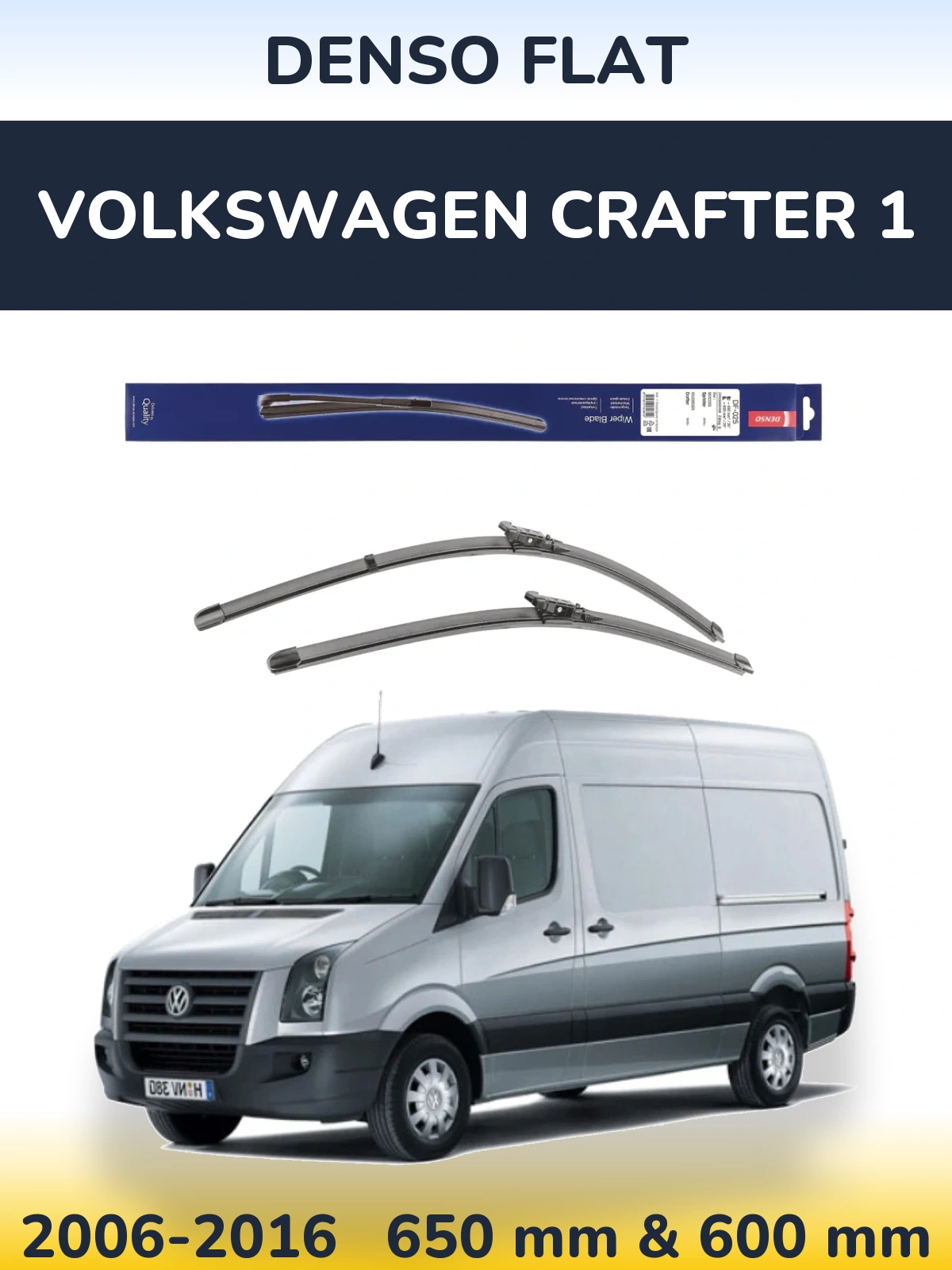 Комплект передних дворников Denso Flat 650 & 600 мм для Volkswagen Crafter 1 2006-2016