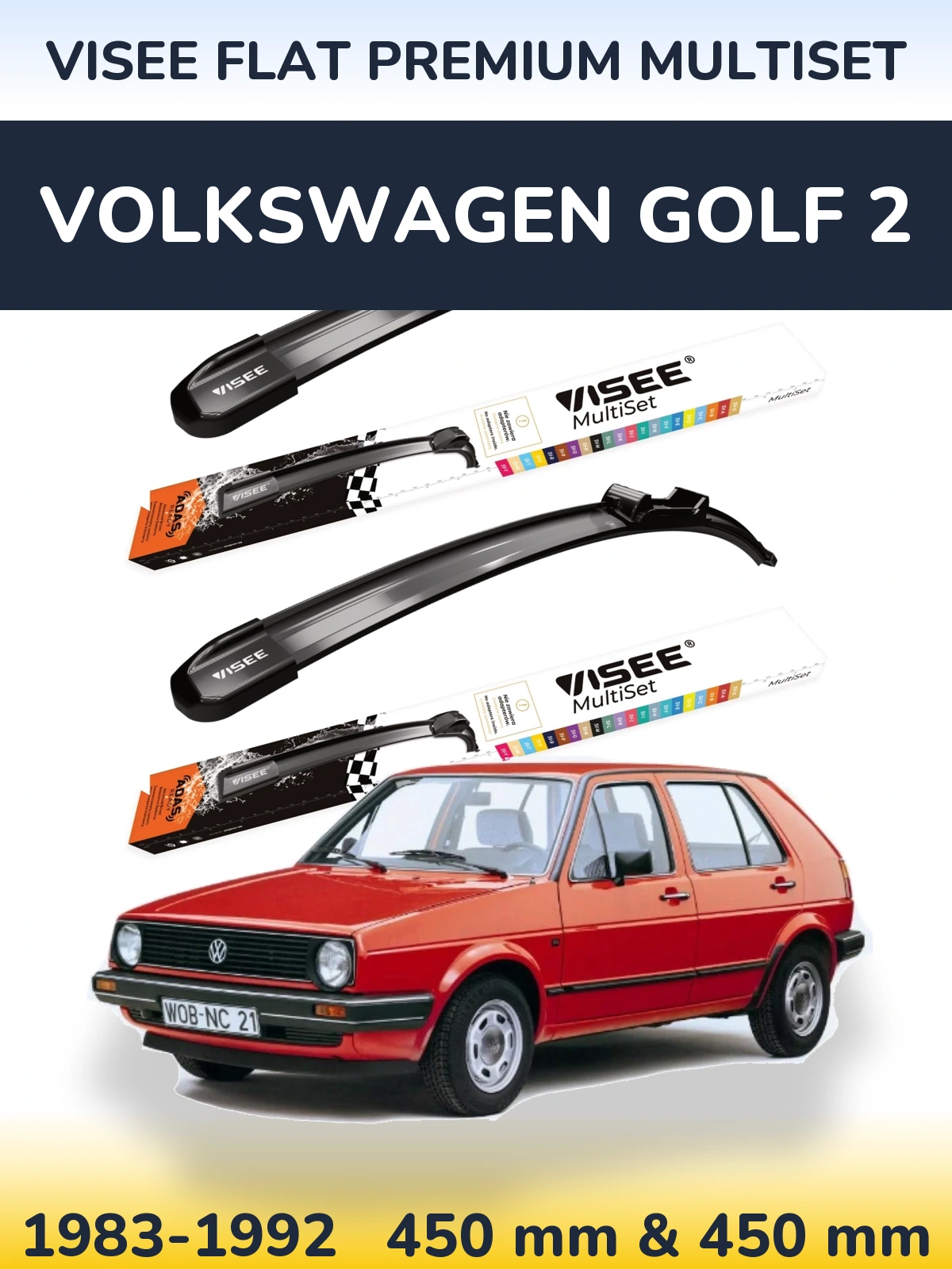 Ștergătoare VISEE FLAT PREMIUM MultiSet pentru Volkswagen Golf 2