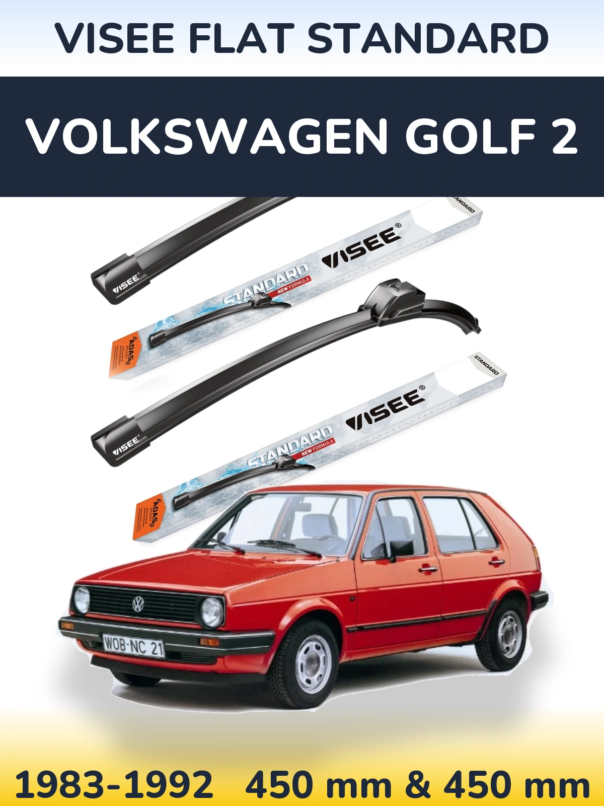 Ștergătoare VISEE FLAT STANDARD pentru Volkswagen Golf 2