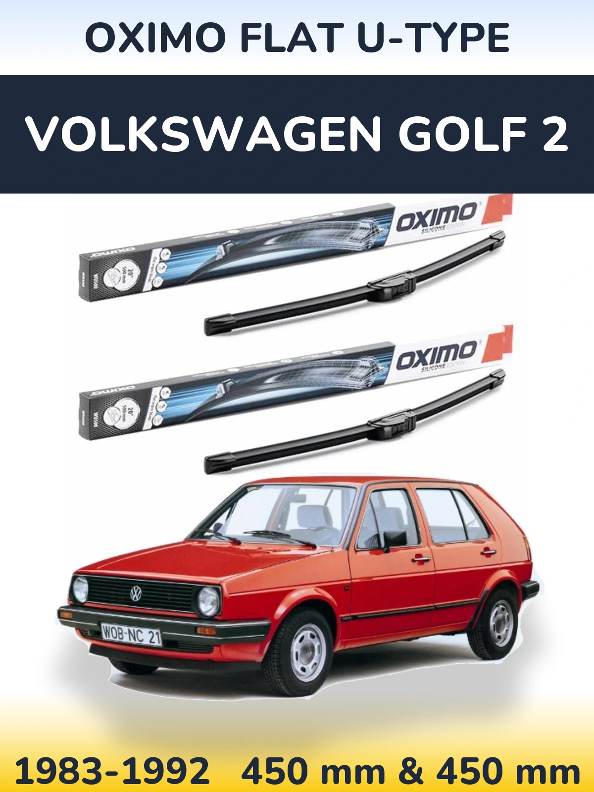Ștergătoare Oximo Flat U-type pentru Volkswagen Golf 2