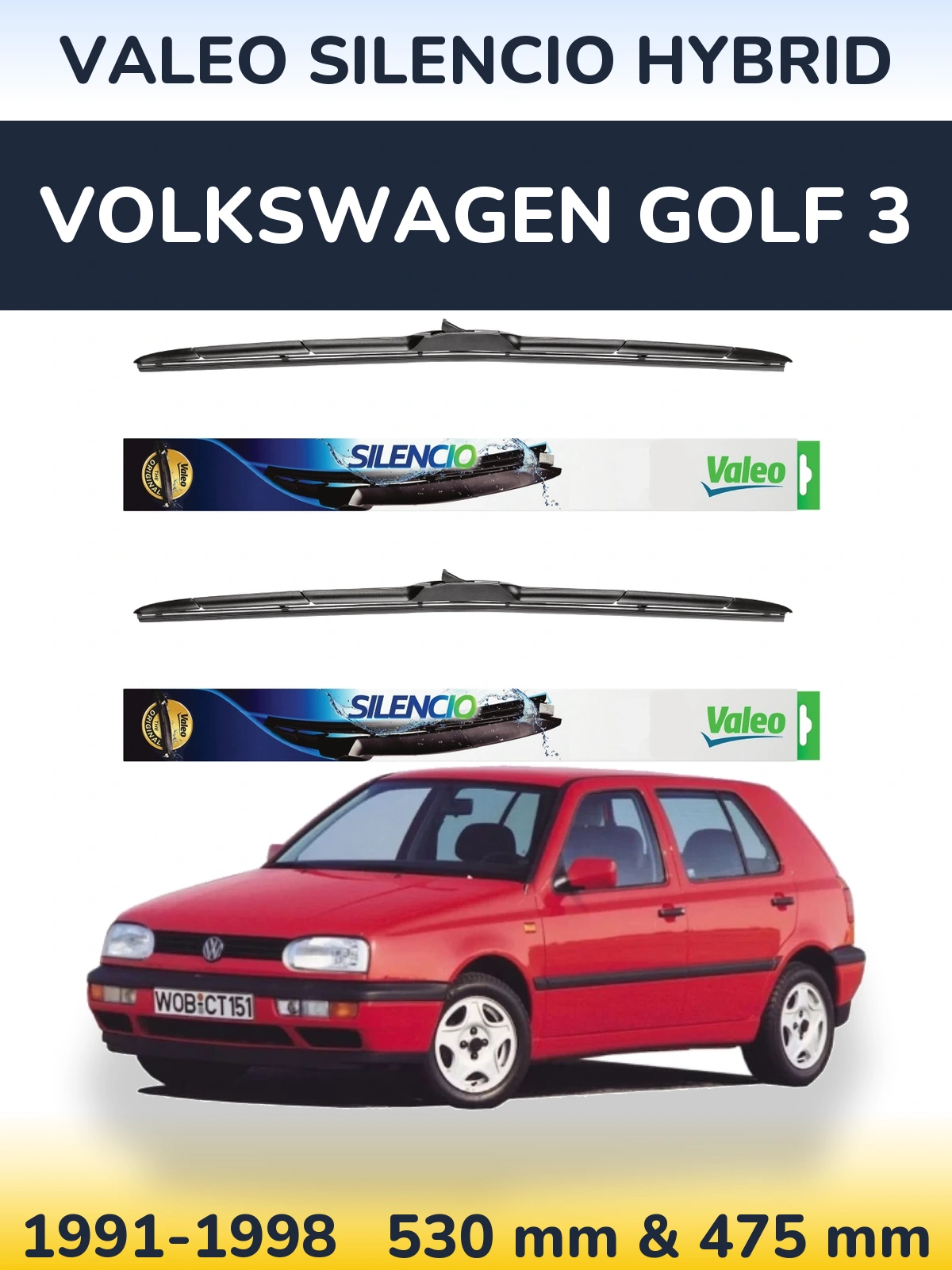 Ștergătoare Valeo Silencio Hybrid pentru Volkswagen Golf 3