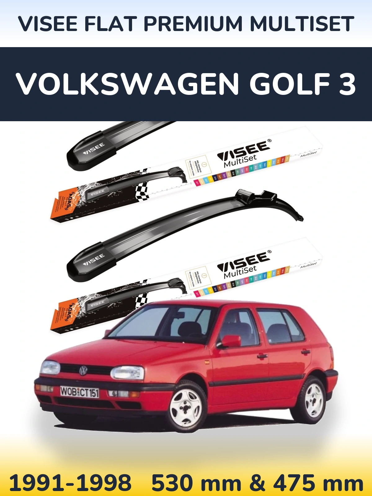 Ștergătoare VISEE FLAT PREMIUM MultiSet pentru Volkswagen Golf 3