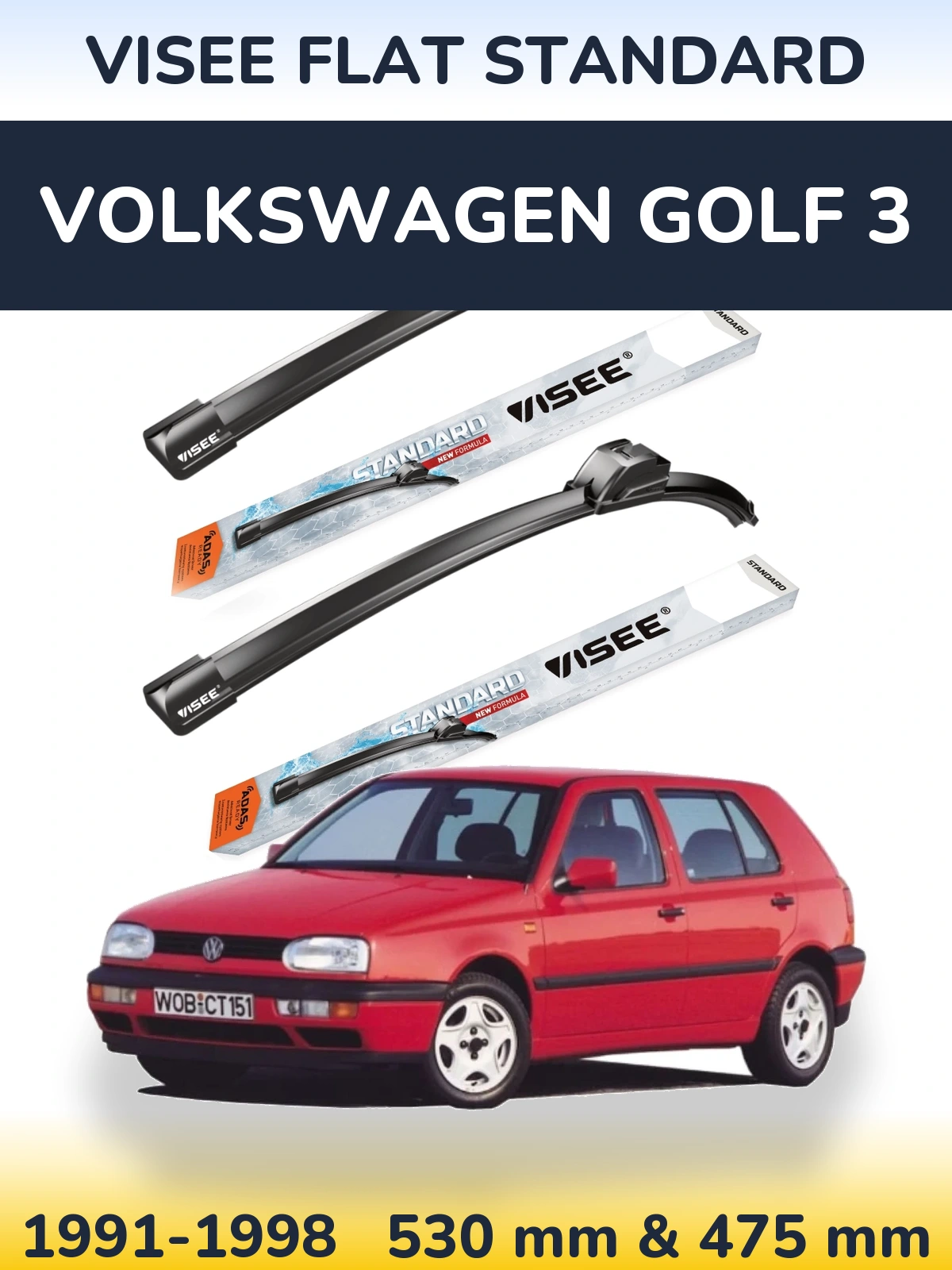 Ștergătoare VISEE FLAT STANDARD pentru Volkswagen Golf 3