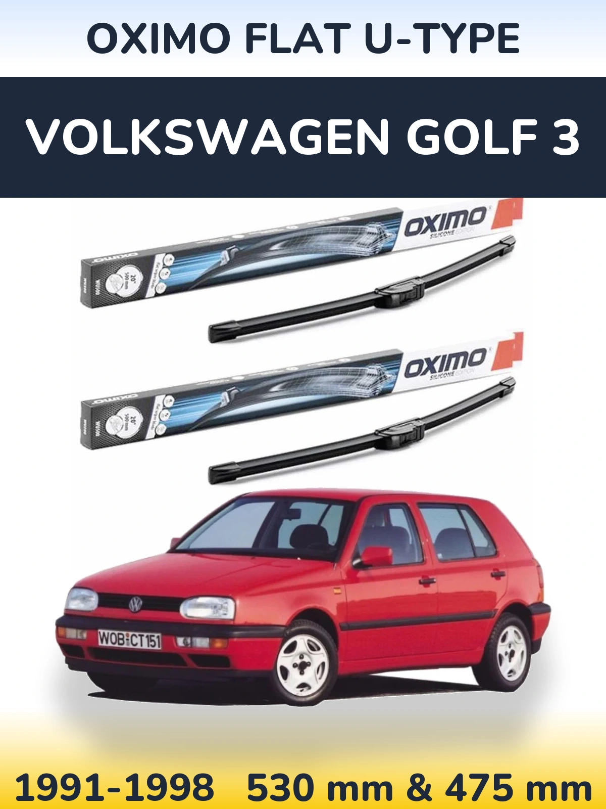 Ștergătoare Oximo Flat U-type pentru Volkswagen Golf 3