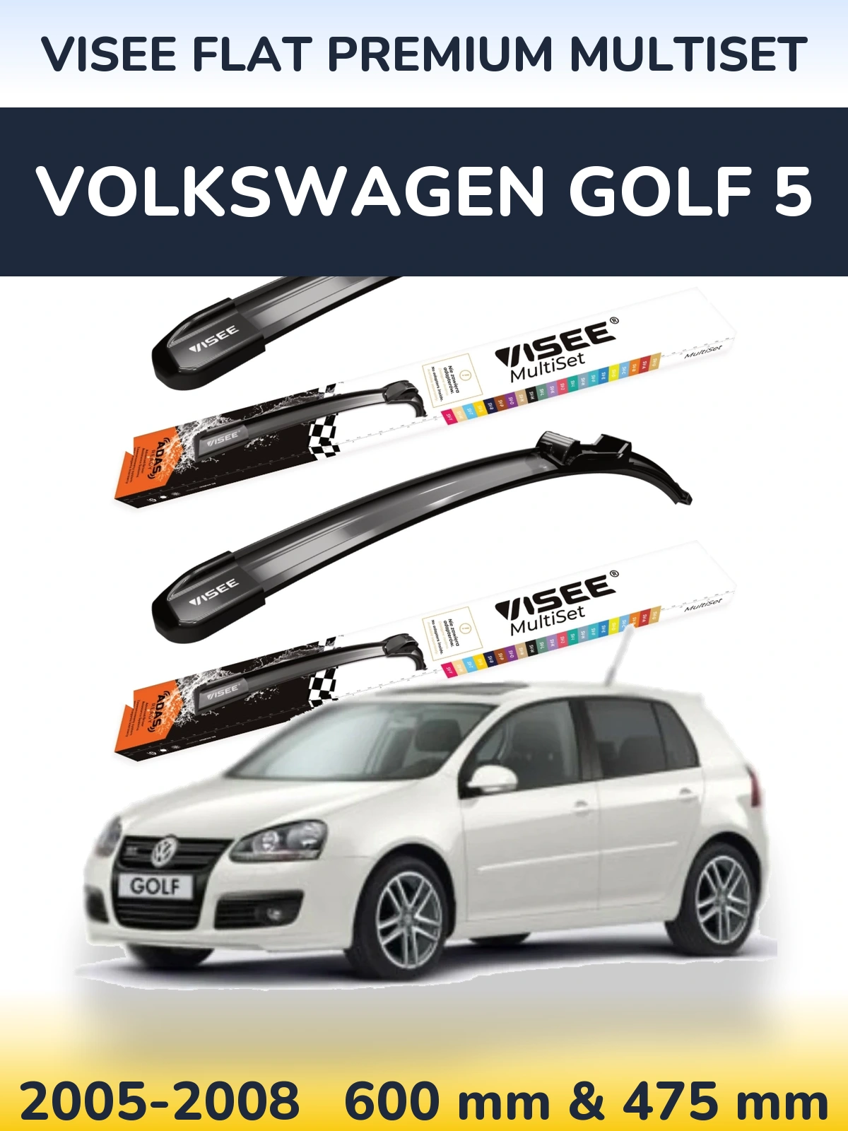 Ștergătoare VISEE FLAT PREMIUM MultiSet pentru Volkswagen Golf 5