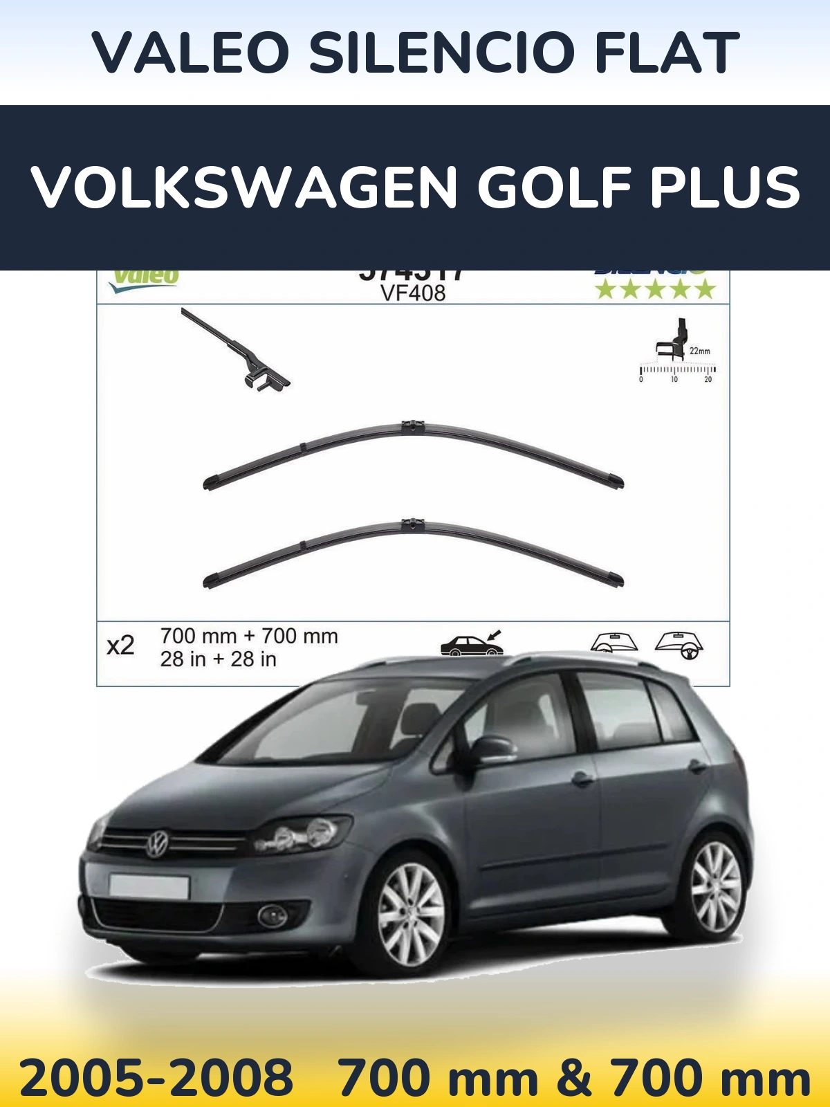 Ștergătoare Valeo Silencio Flat pentru Volkswagen Golf Plus