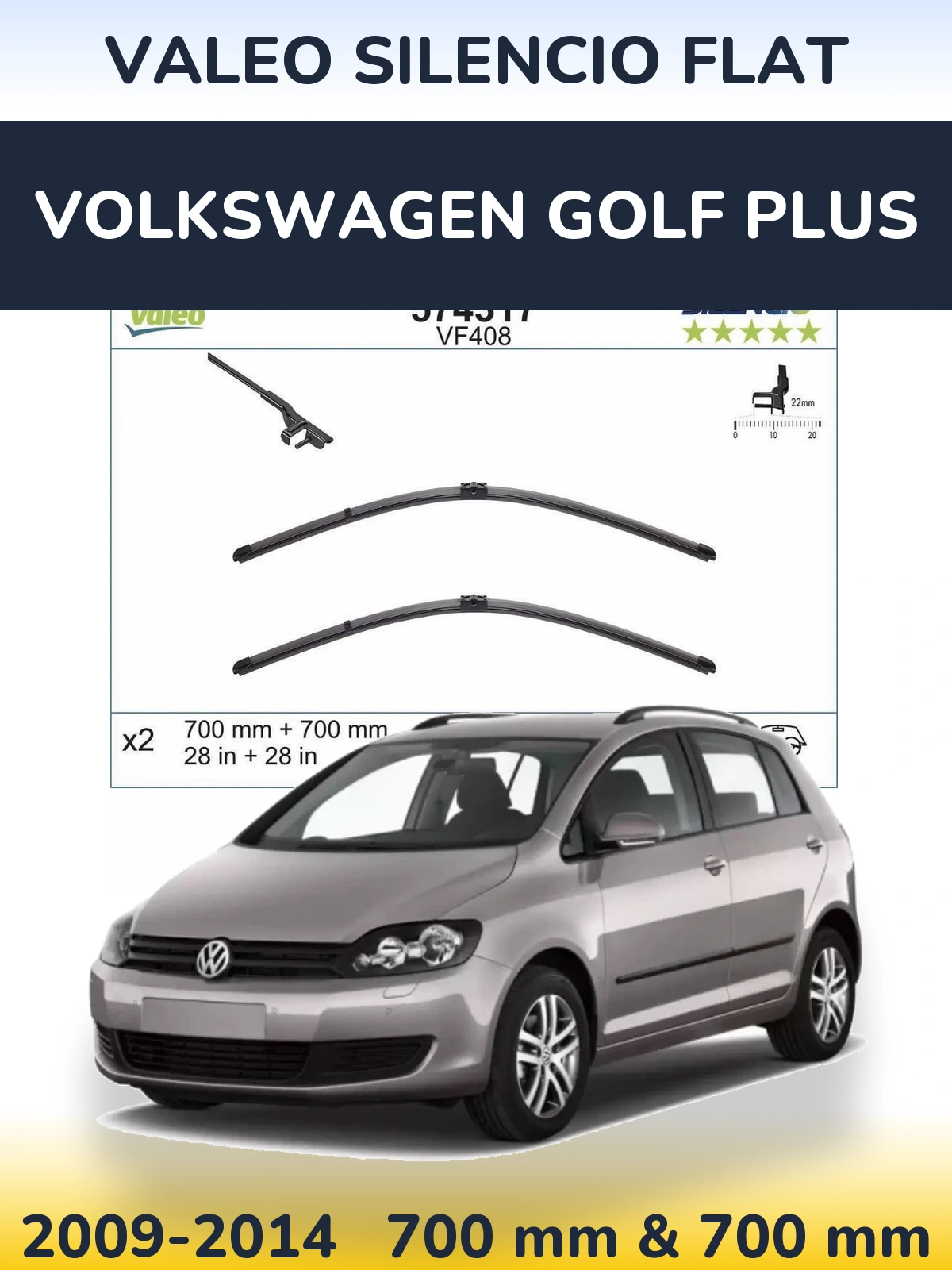 Ștergătoare Valeo Silencio Flat pentru Volkswagen Golf Plus