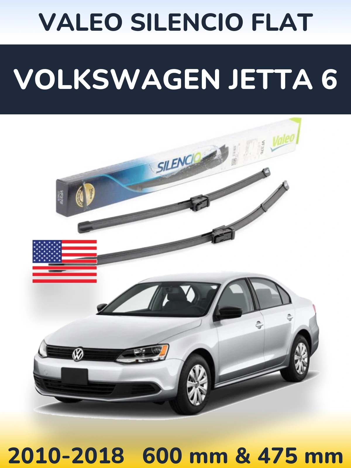 Ștergătoare Valeo Silencio Flat pentru Volkswagen Jetta 6
