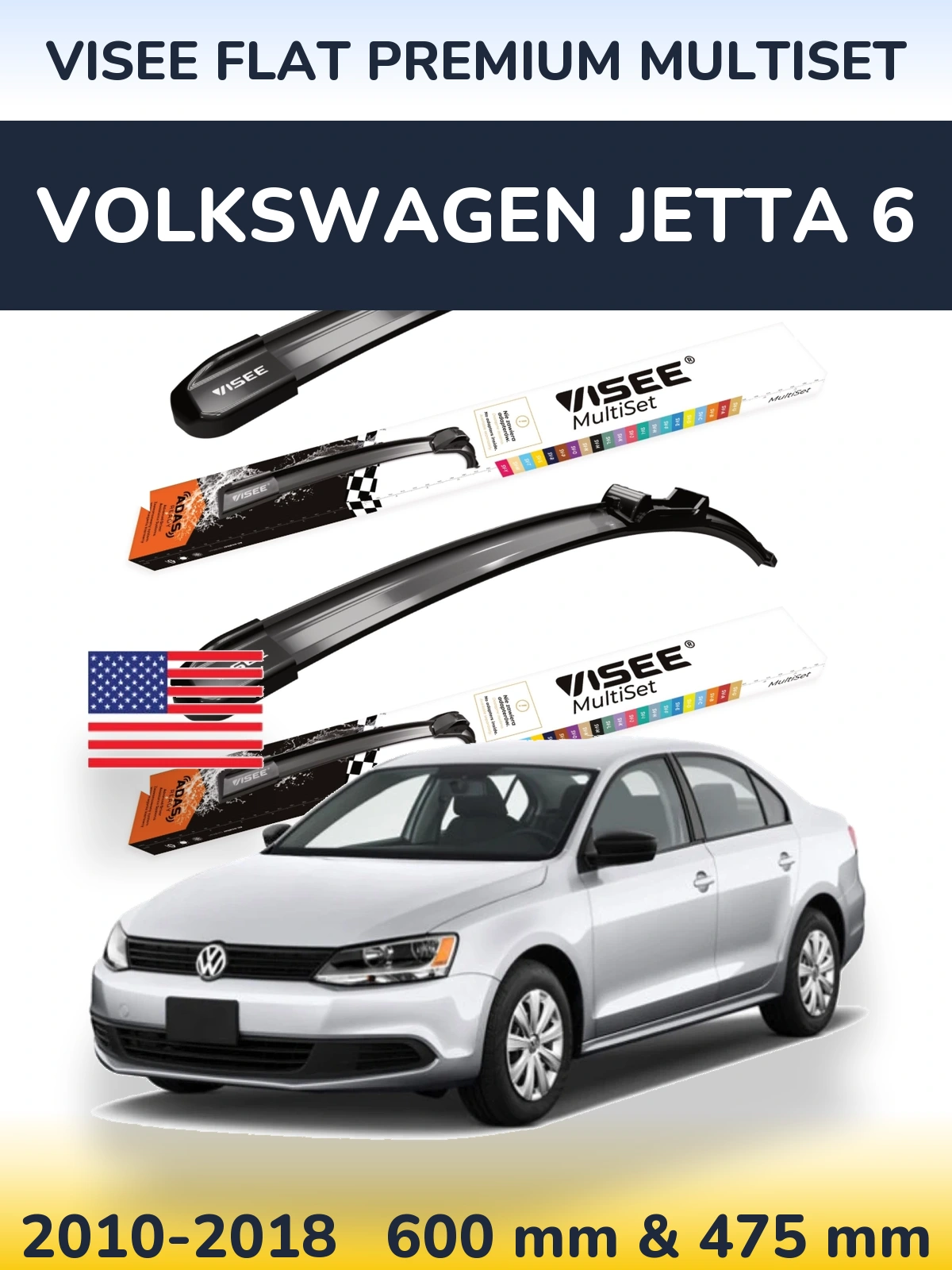 Ștergătoare VISEE FLAT PREMIUM MultiSet pentru Volkswagen Jetta 6