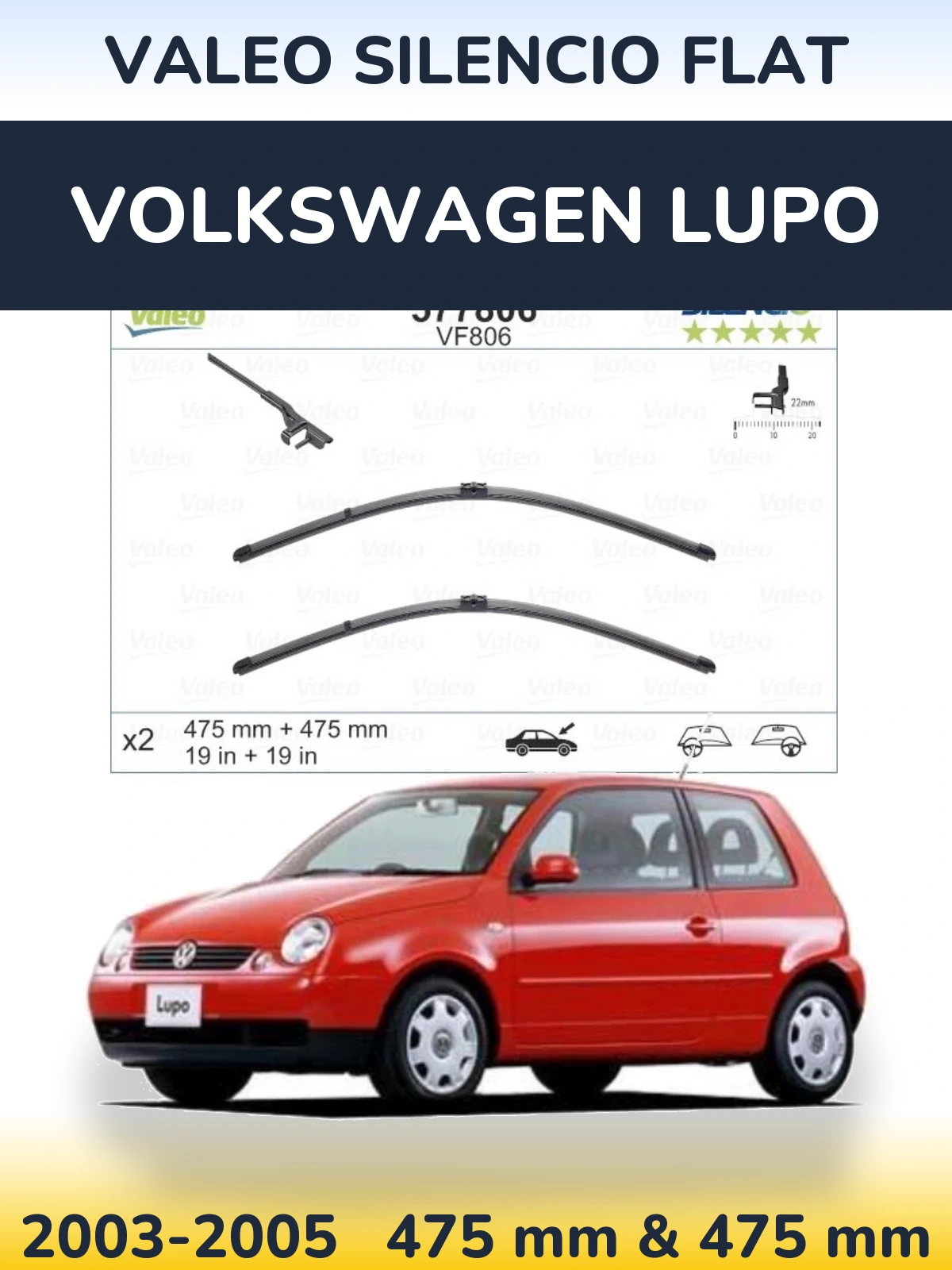 Ștergătoare Valeo Silencio Flat pentru Volkswagen Lupo