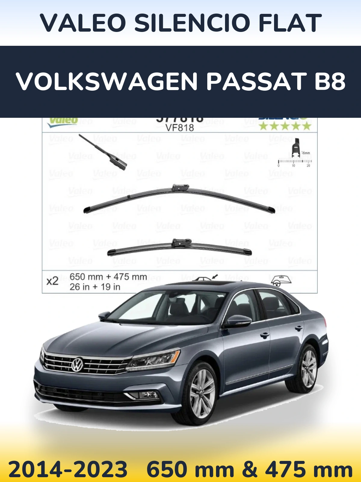 Ștergătoare Valeo Silencio Flat pentru Volkswagen Passat B8