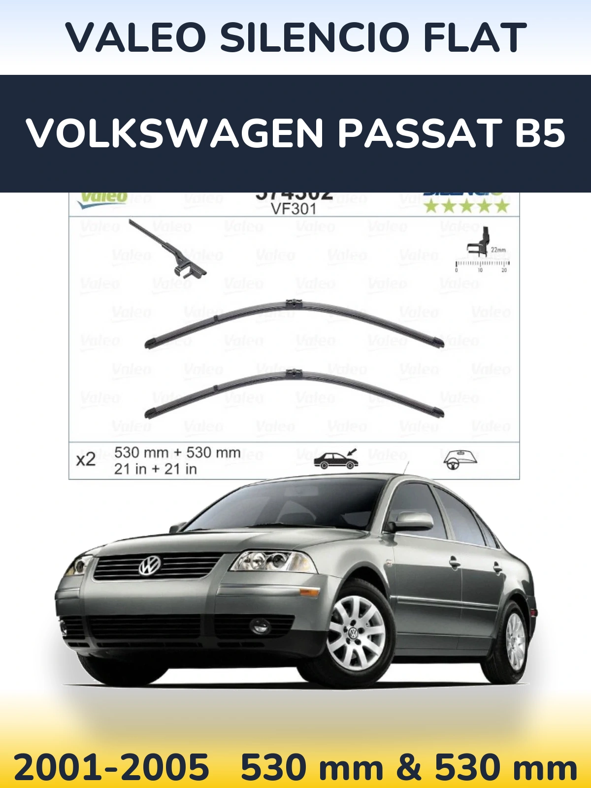 Ștergătoare Valeo Silencio Flat pentru Volkswagen Passat B5