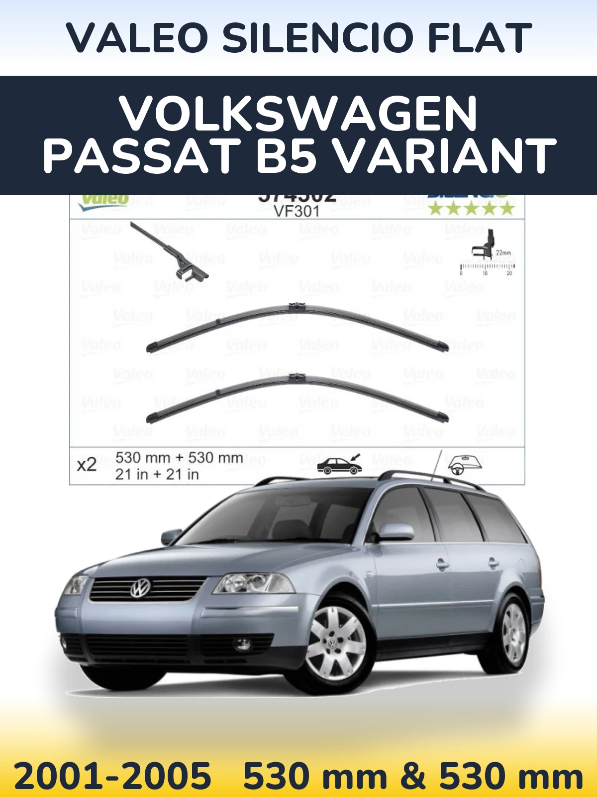 Ștergătoare Valeo Silencio Flat pentru Volkswagen Passat B5 Variant