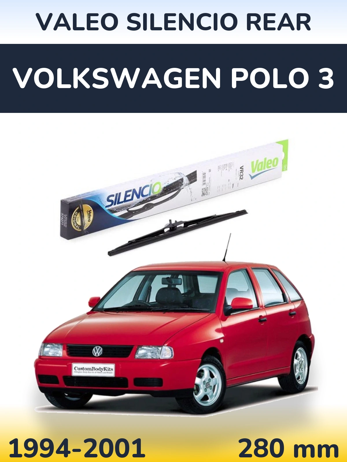 Rear wiper blade Valeo Silencio Rear 280 mm for Volkswagen Polo 3 1994-2001