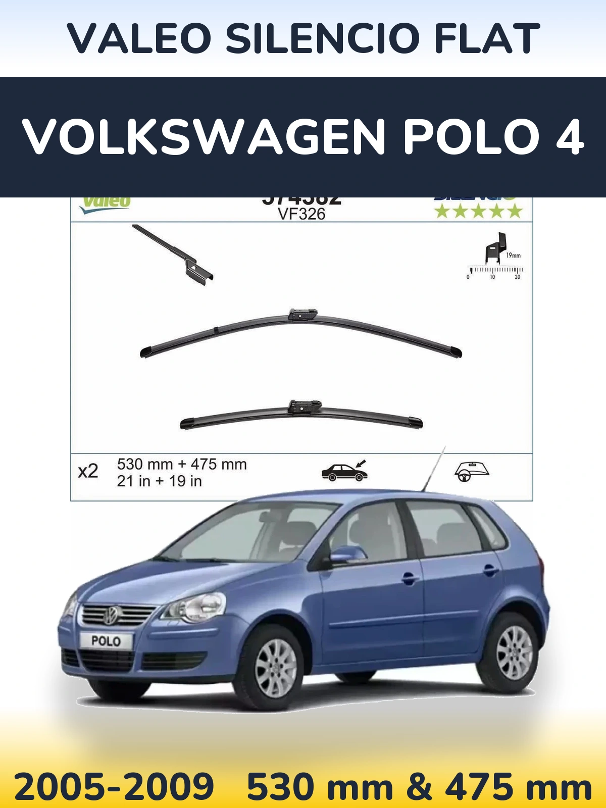 Ștergătoare Valeo Silencio Flat pentru Volkswagen Polo 4