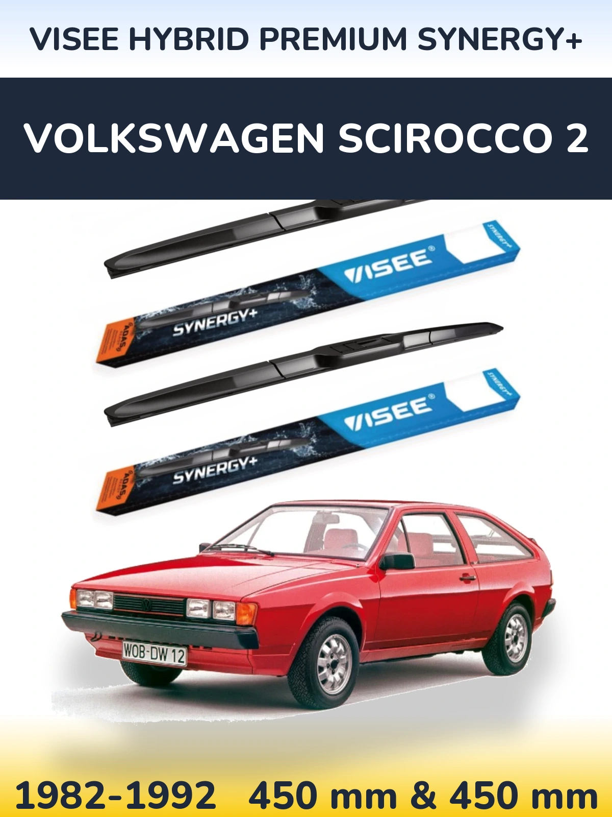 Комплект передних дворников VISEE HYBRID PREMIUM SYNERGY+ 450 & 450 мм для Volkswagen Scirocco 2 1982-1992