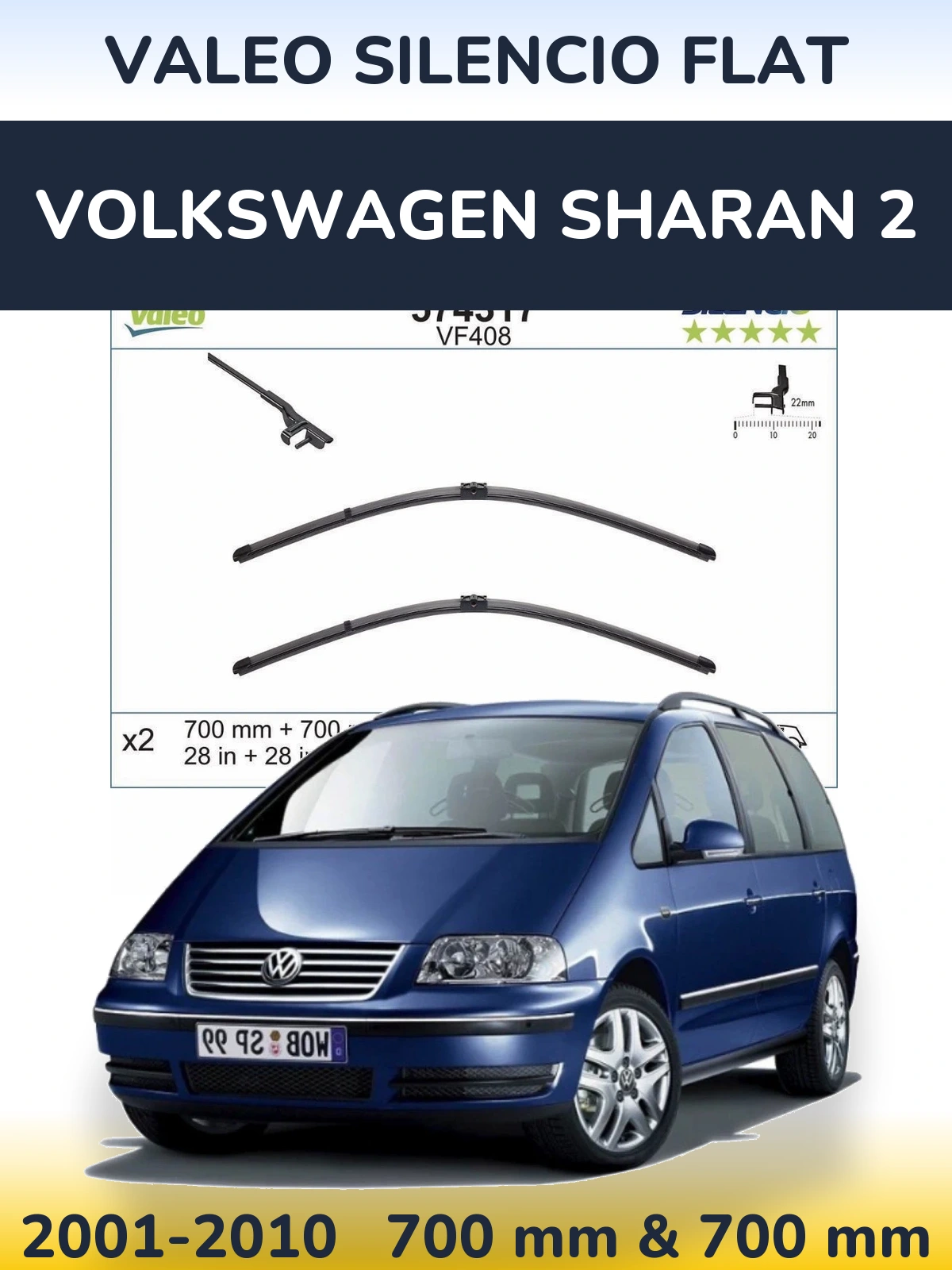 Ștergătoare Valeo Silencio Flat pentru Volkswagen Sharan 2