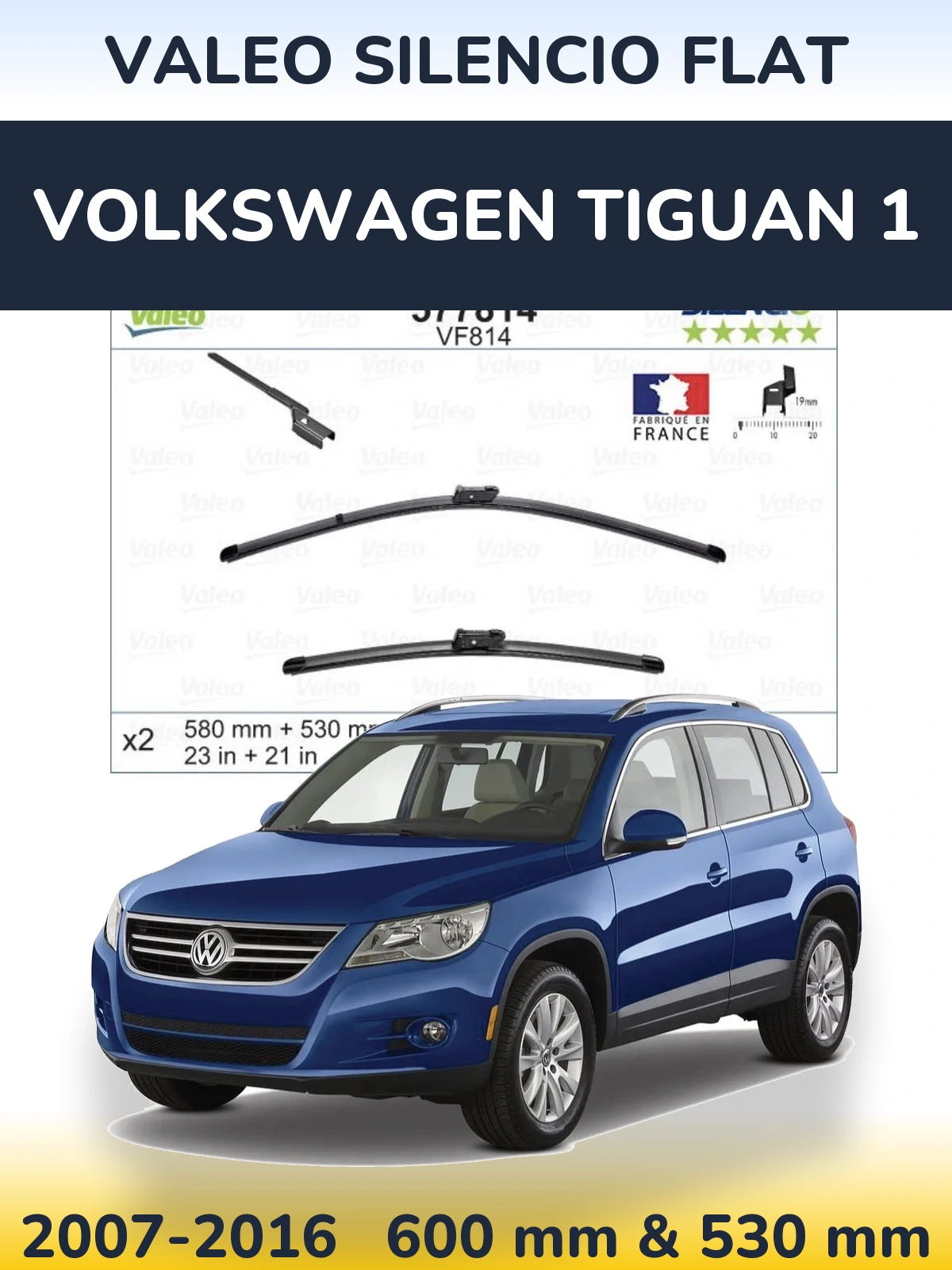 Ștergătoare Valeo Silencio Flat pentru Volkswagen Tiguan 1