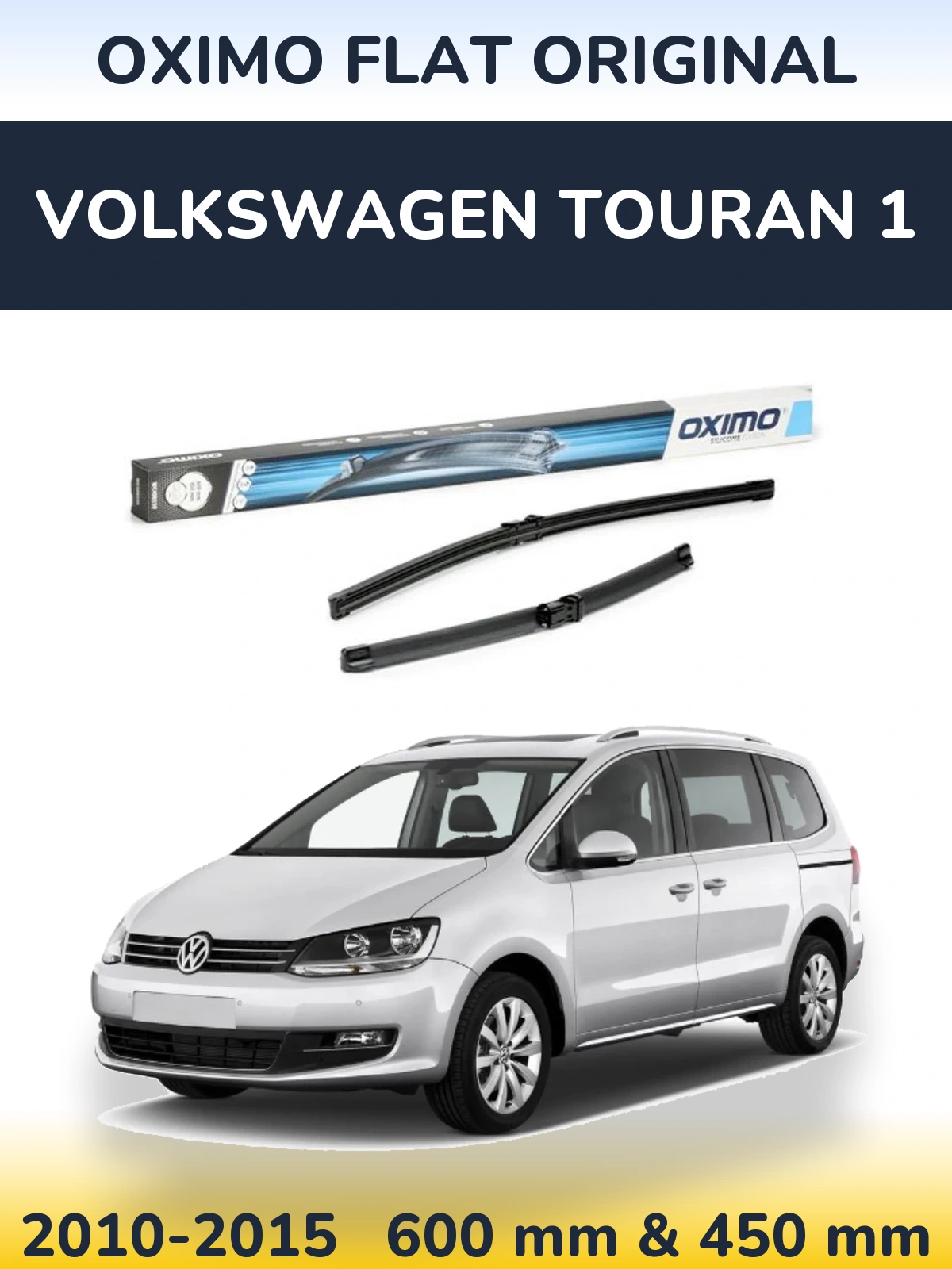 Комплект передних дворников Oximo Flat Original 600 & 450 мм для Volkswagen Touran 1 2010-2015