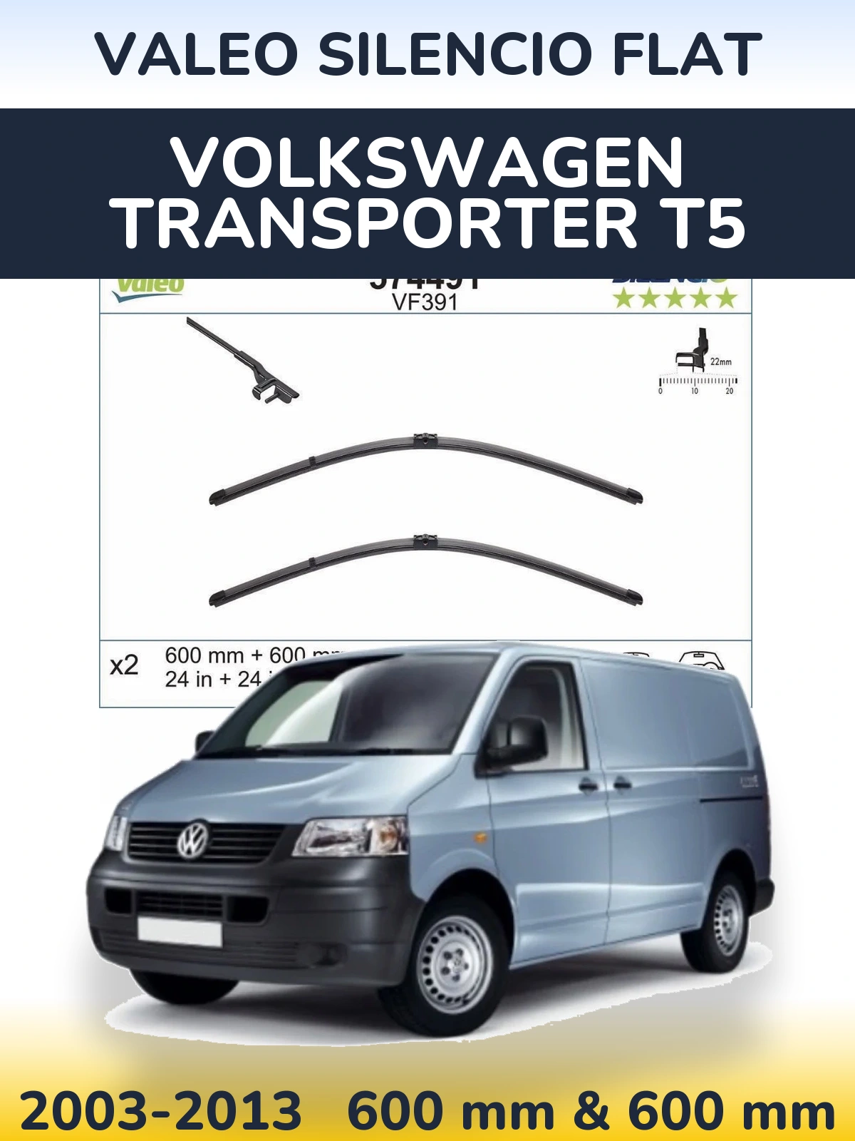 Ștergătoare Valeo Silencio Flat pentru Volkswagen Transporter T5