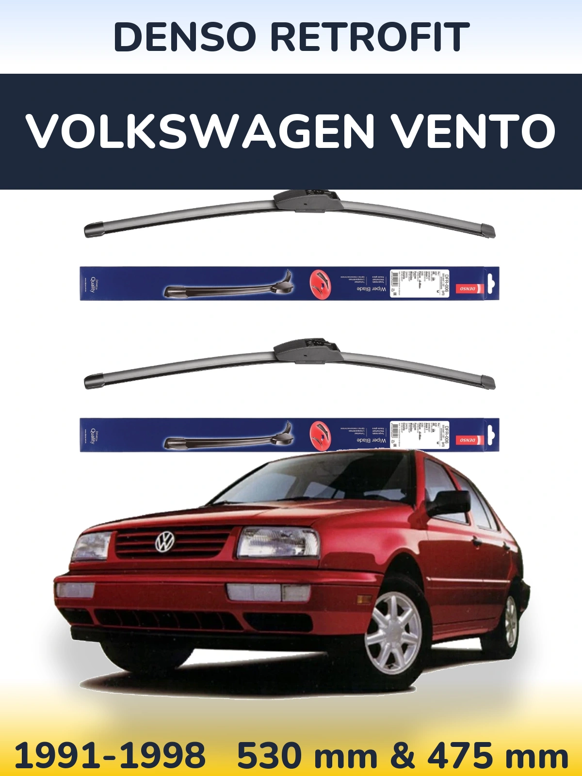 Комплект передних дворников Denso Retrofit 530 & 475 мм для Volkswagen Vento 1991-1998