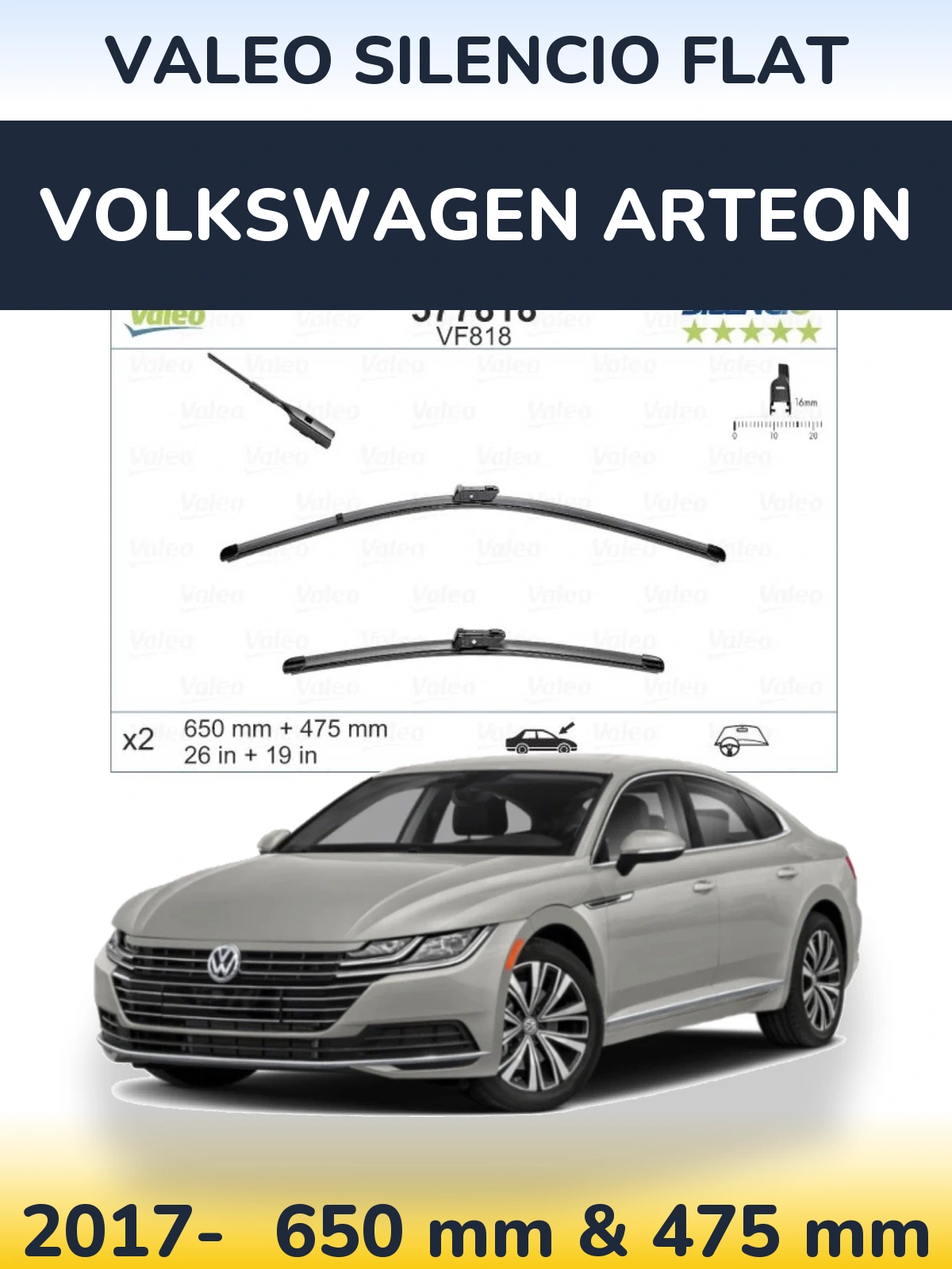Ștergătoare Valeo Silencio Flat pentru Volkswagen Arteon