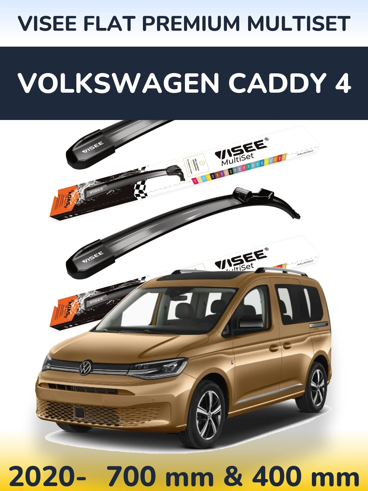 Ștergătoare VISEE FLAT PREMIUM MultiSet pentru Volkswagen Caddy 4