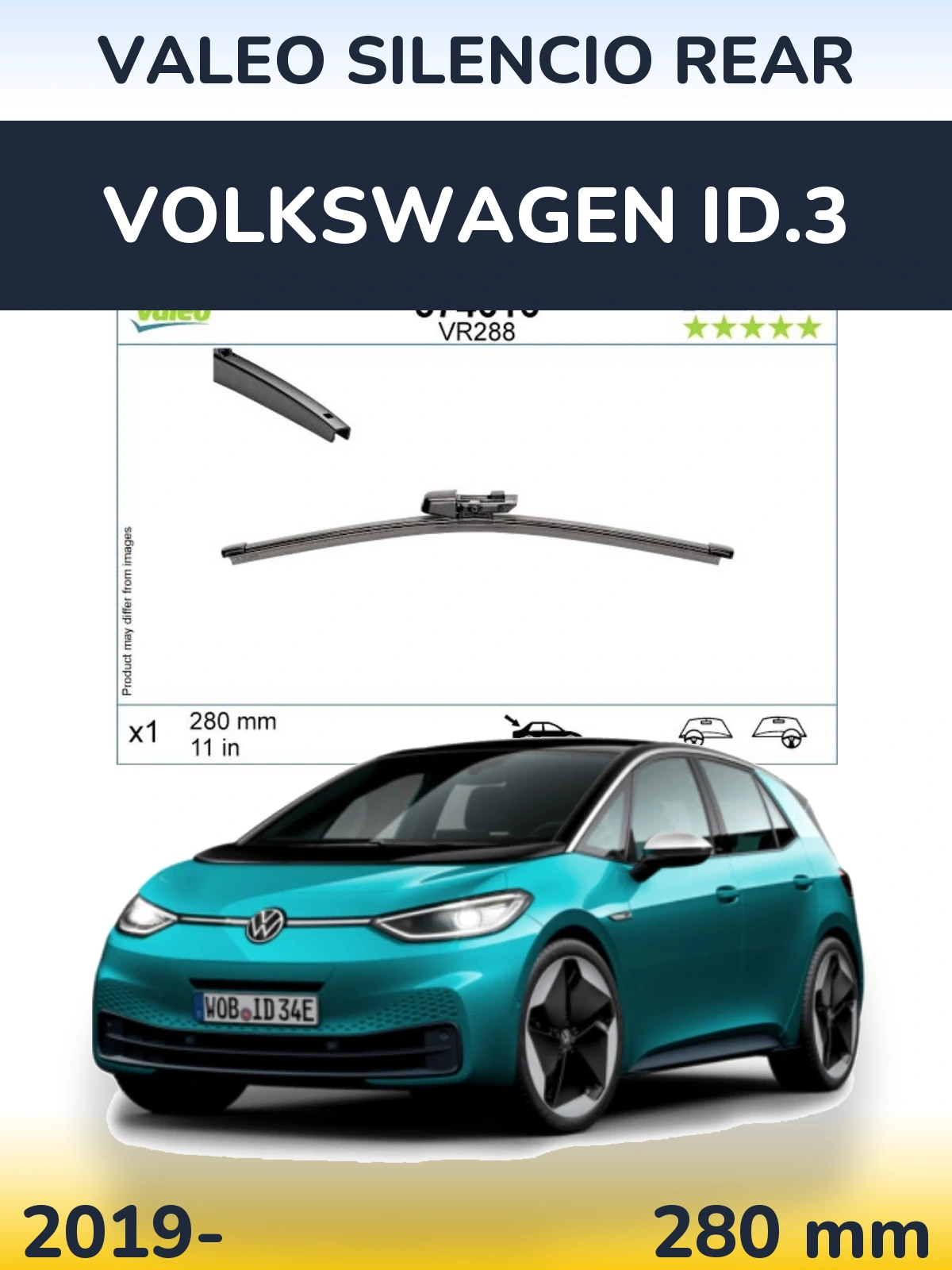 Задний дворник Valeo Silencio Rear 280 мм для Volkswagen ID.3 2019-2026