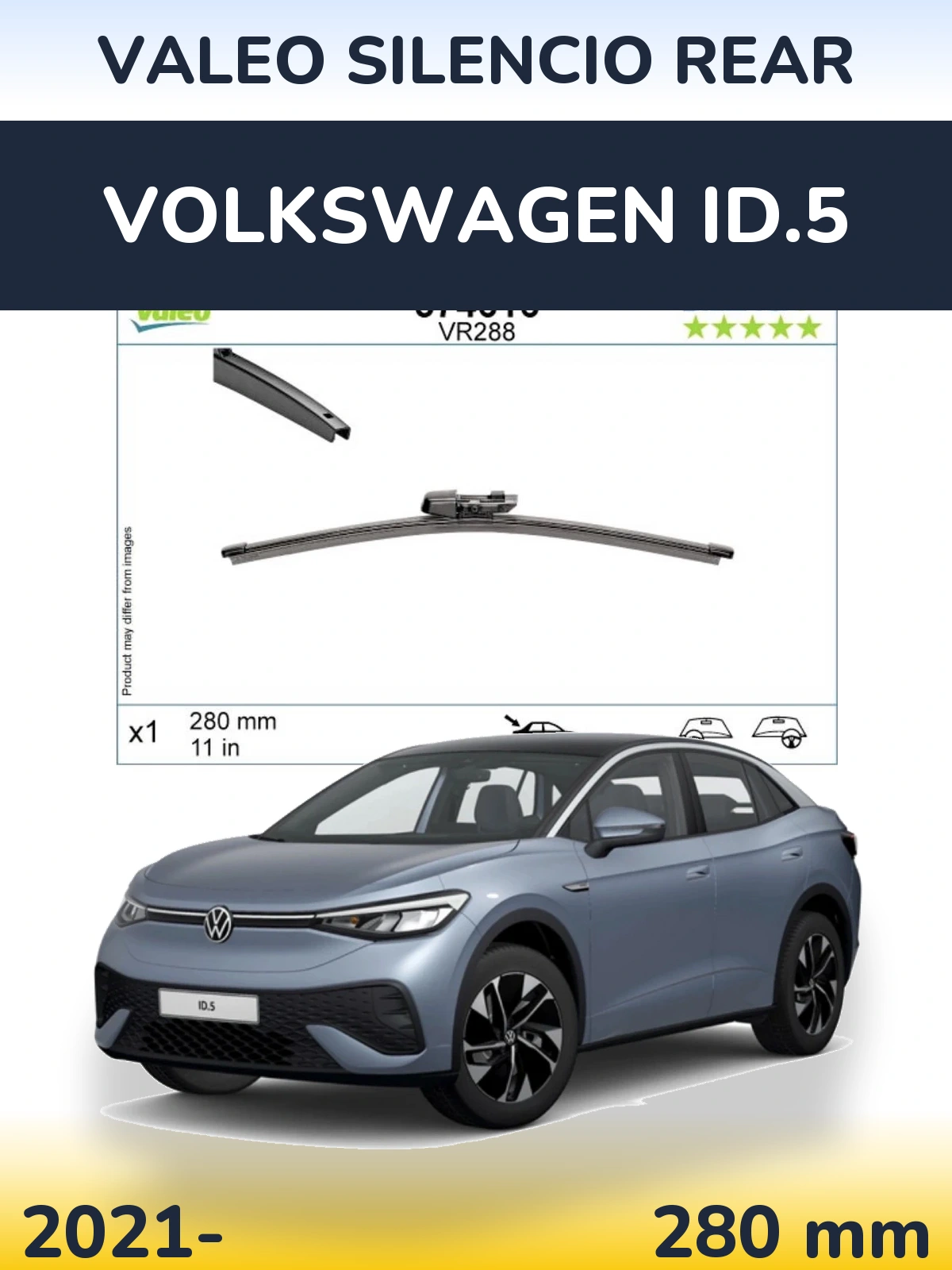 Rear wiper blade Valeo Silencio Rear 280 mm for Volkswagen ID.5 2021-2026