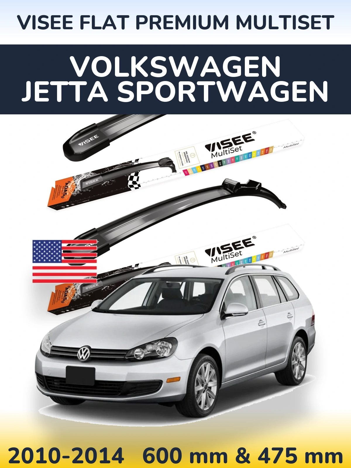 Ștergătoare VISEE FLAT PREMIUM MultiSet pentru Volkswagen Jetta SportWagen