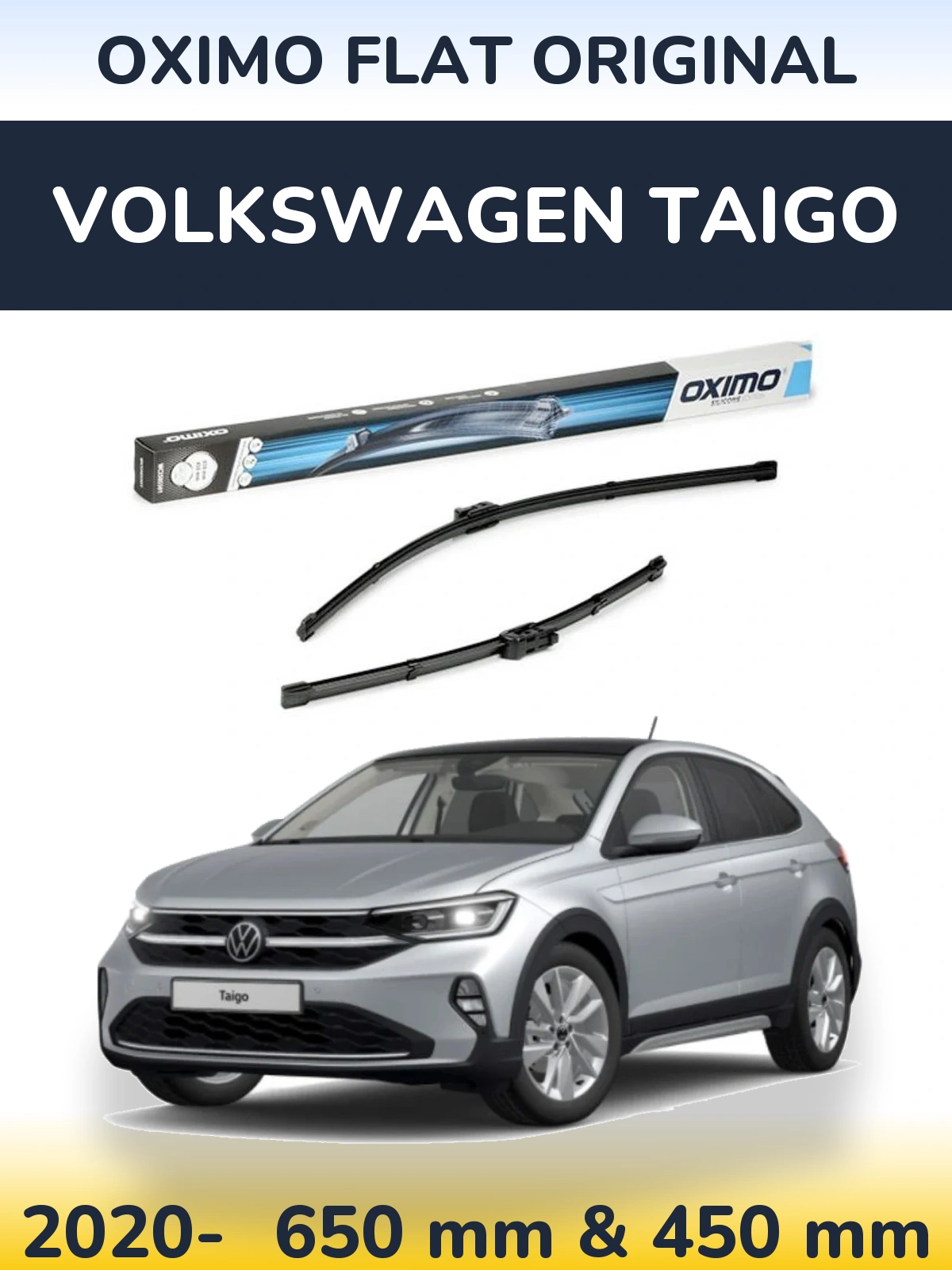 Комплект передних дворников Oximo Flat Original 650 & 450 мм для Volkswagen Taigo 2020-2026