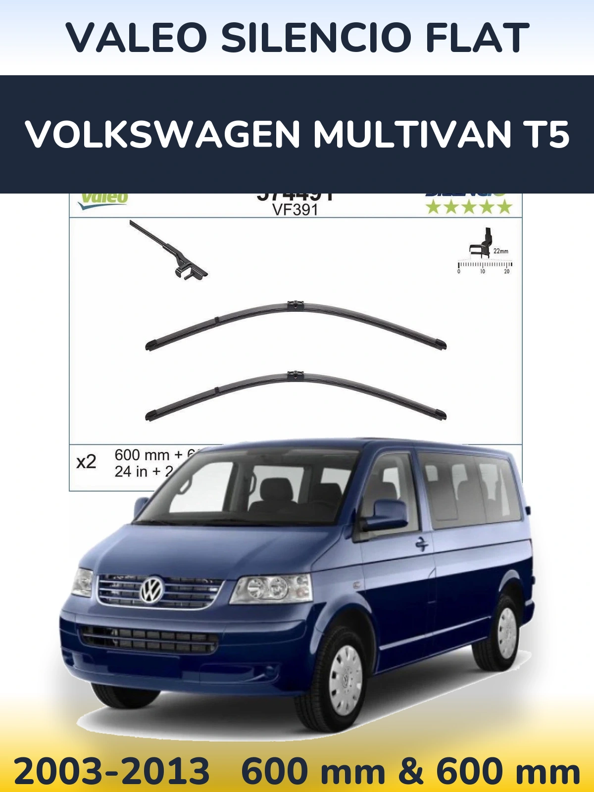 Ștergătoare Valeo Silencio Flat pentru Volkswagen Multivan T5