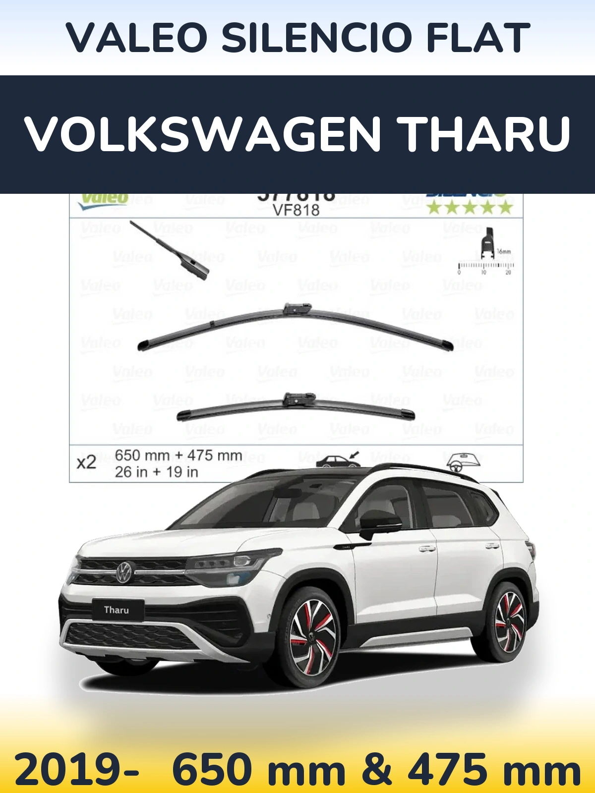 Ștergătoare Valeo Silencio Flat pentru Volkswagen Tharu