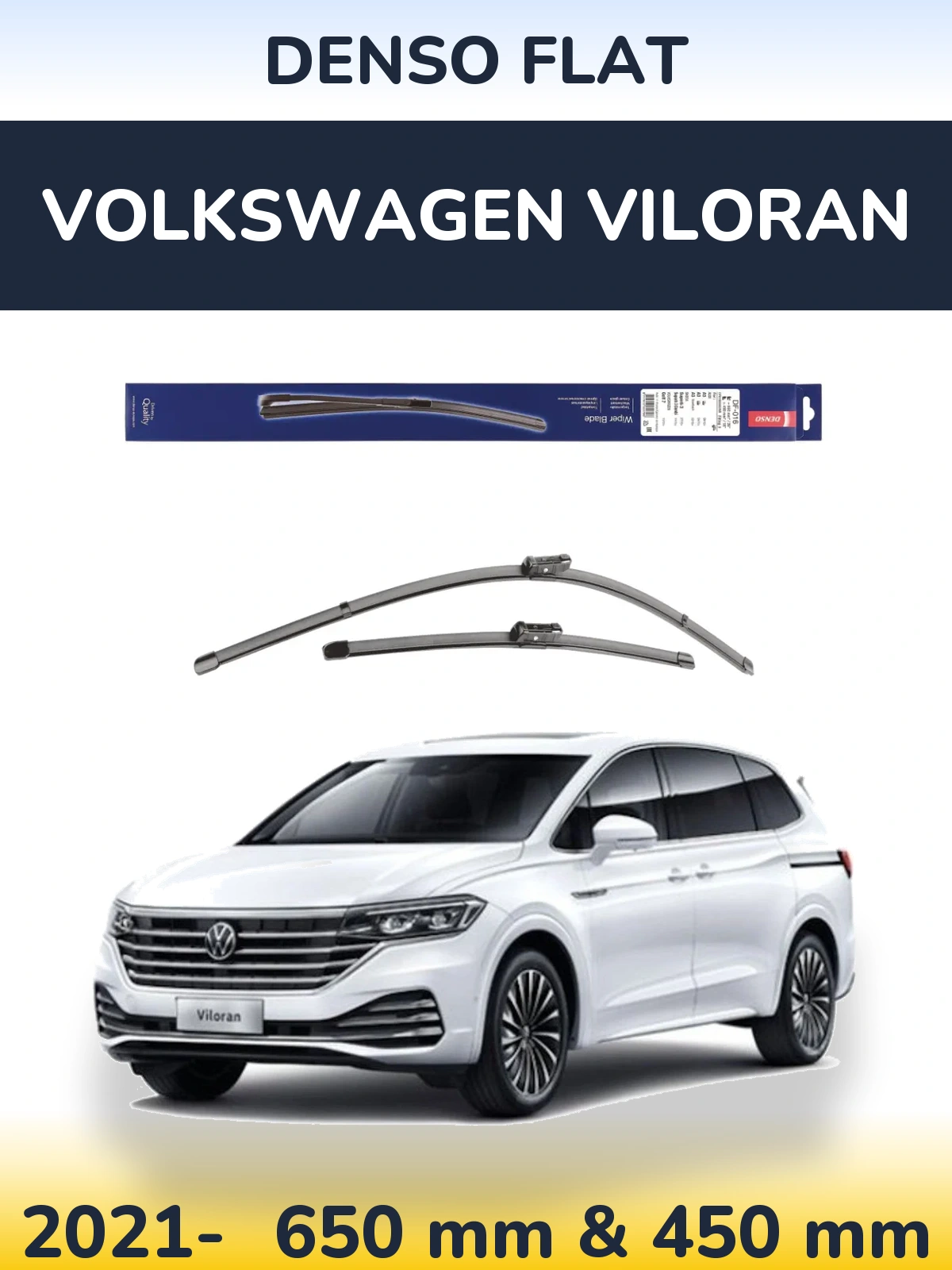 Front wiper blade set Denso Flat 650 & 450 mm for Volkswagen Viloran 2021-2026