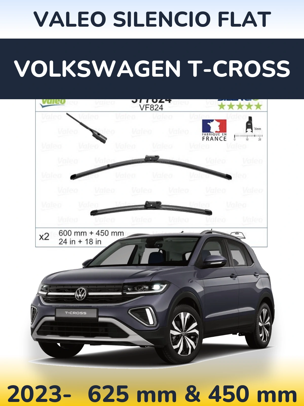 Ștergătoare Valeo Silencio Flat pentru Volkswagen T-Cross
