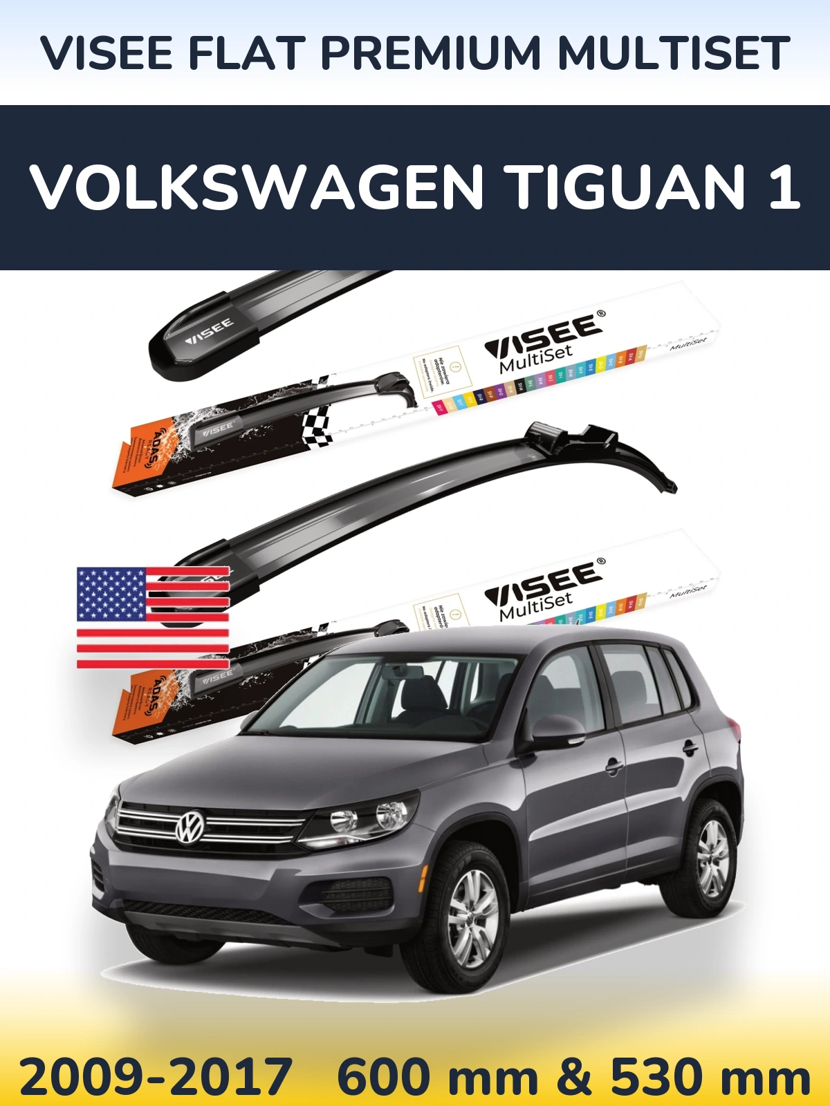 Ștergătoare VISEE FLAT PREMIUM MultiSet pentru Volkswagen Tiguan 1