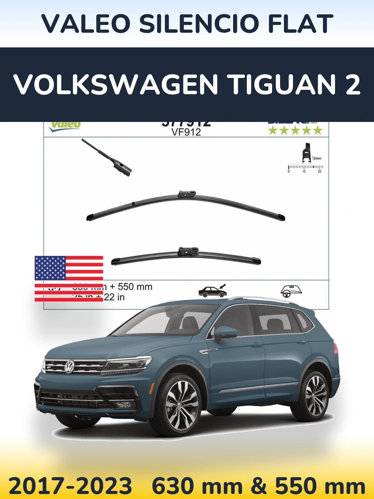 Ștergătoare Valeo Silencio Flat pentru Volkswagen Tiguan 2