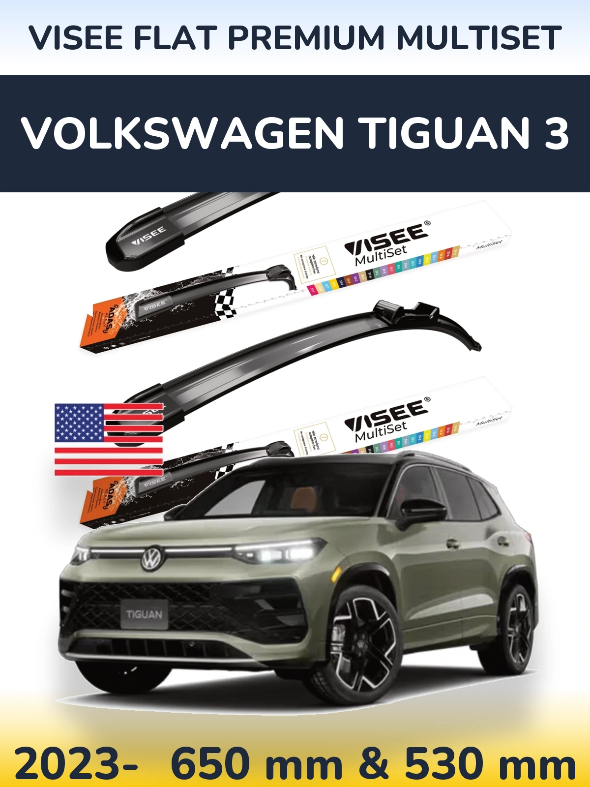 Ștergătoare VISEE FLAT PREMIUM MultiSet pentru Volkswagen Tiguan 3