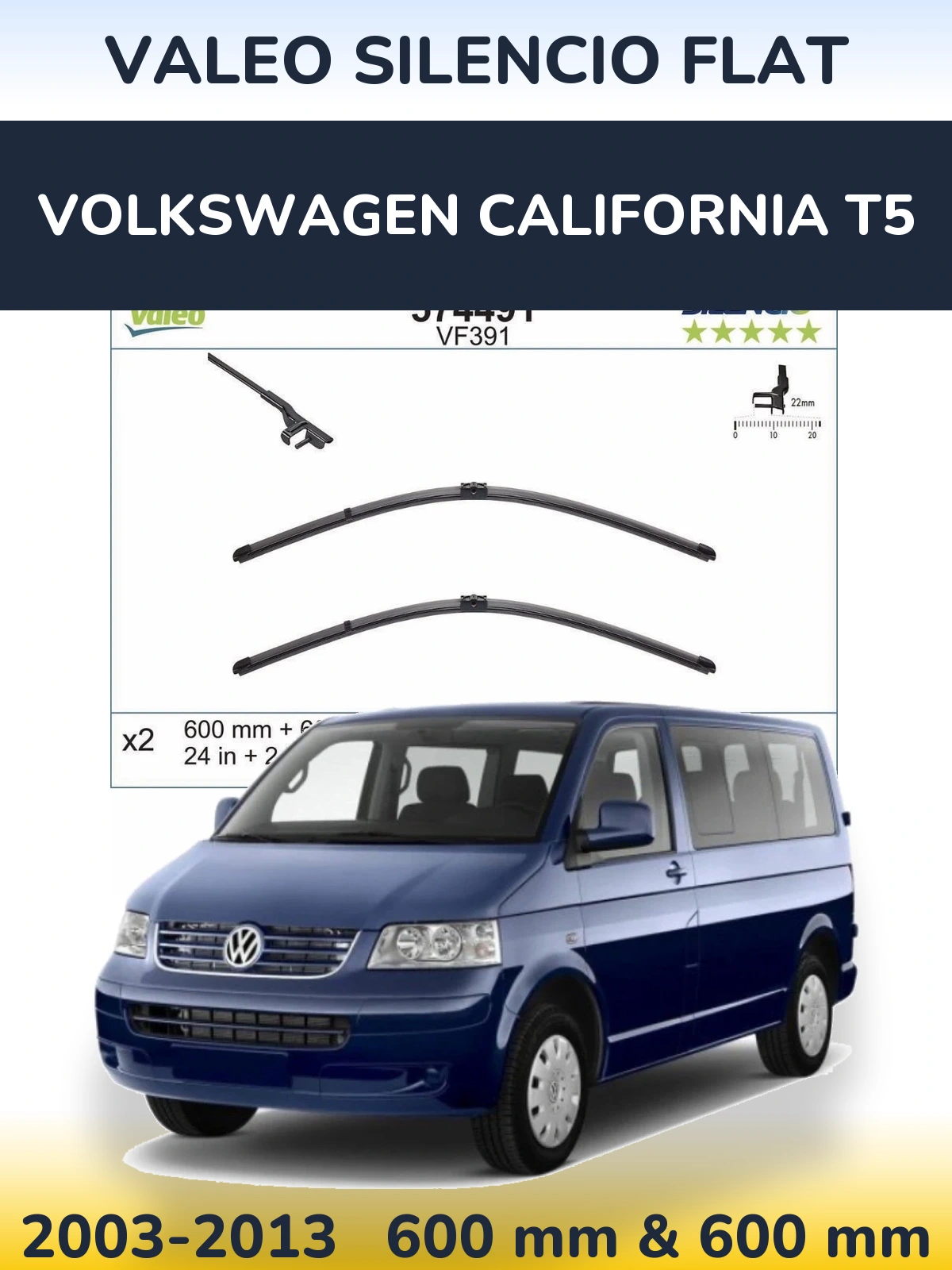 Ștergătoare Valeo Silencio Flat pentru Volkswagen California T5