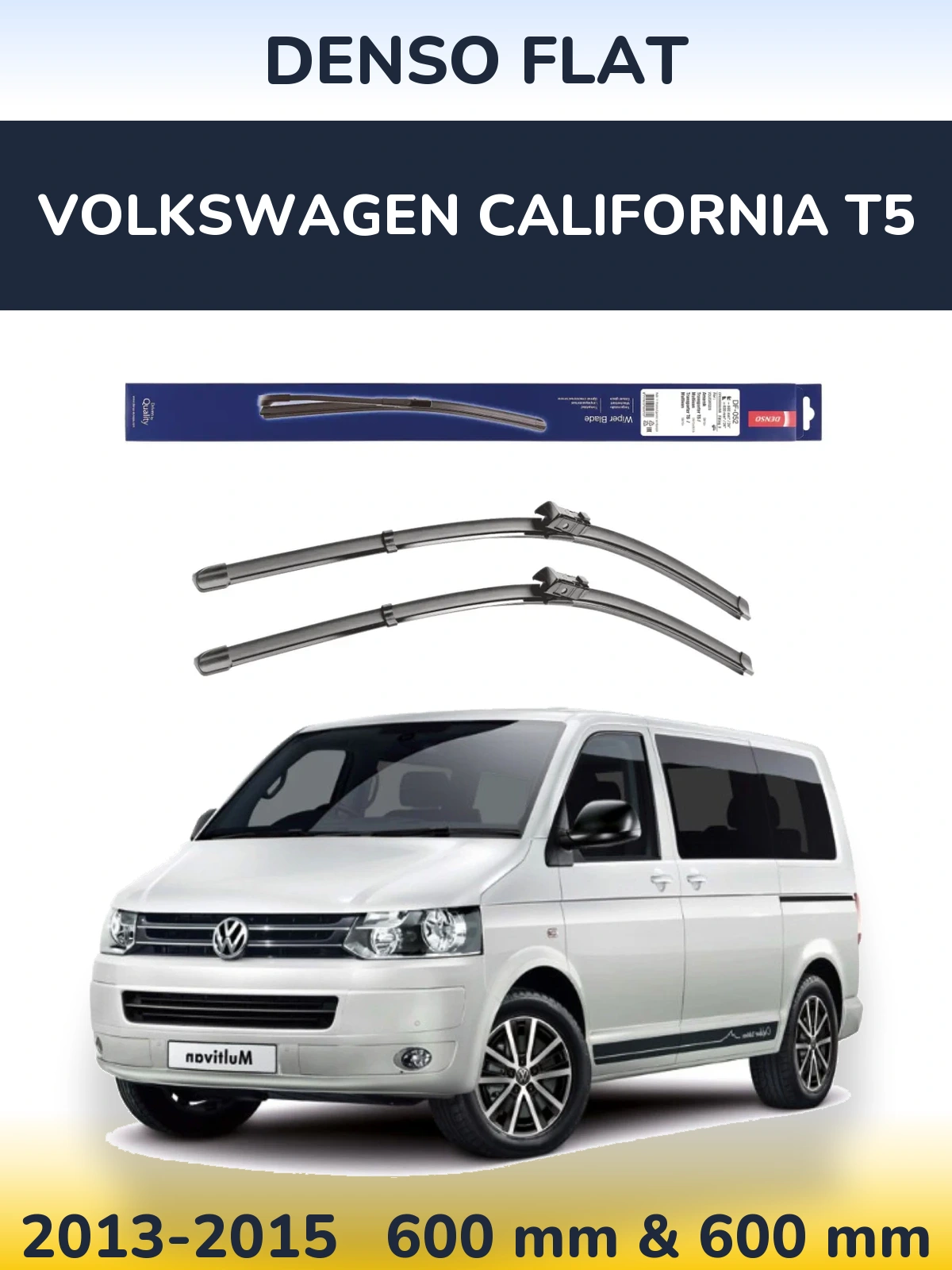 Комплект передних дворников Denso Flat 600 & 600 мм для Volkswagen California T5 2013-2015