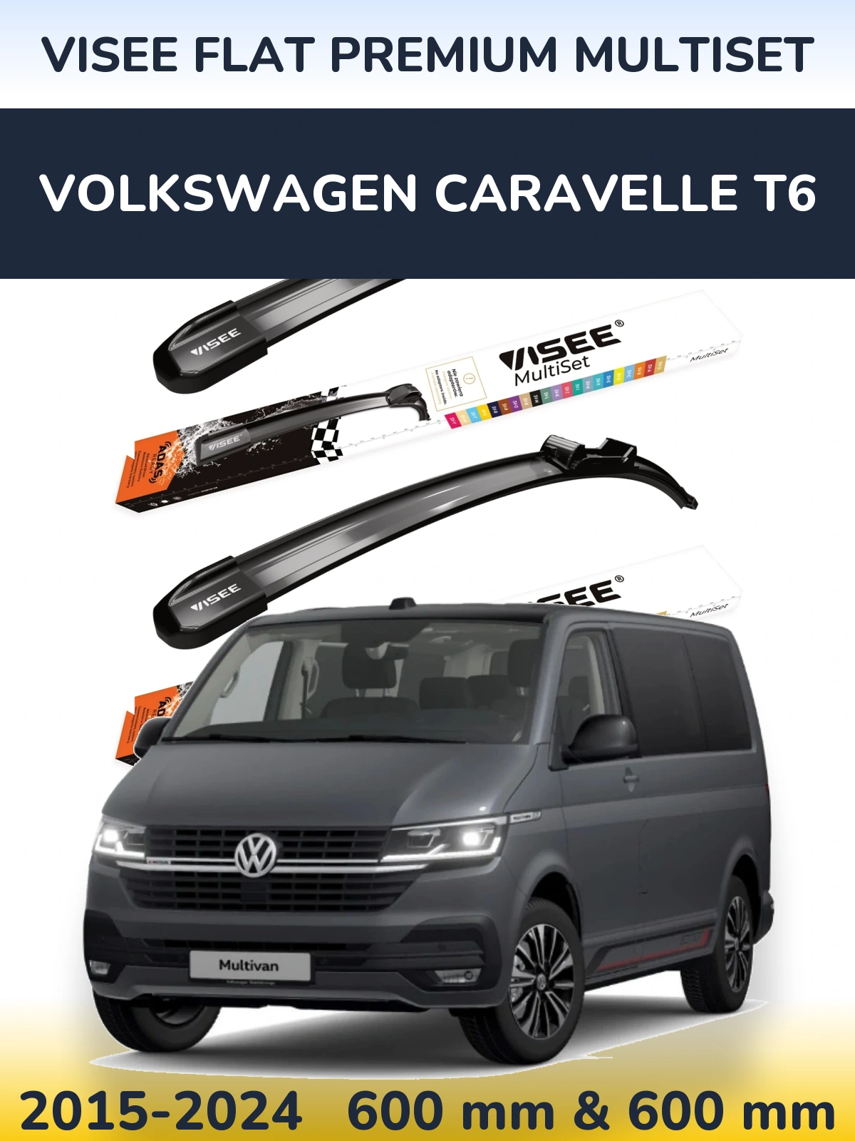 Ștergătoare VISEE FLAT PREMIUM MultiSet pentru Volkswagen Caravelle T6