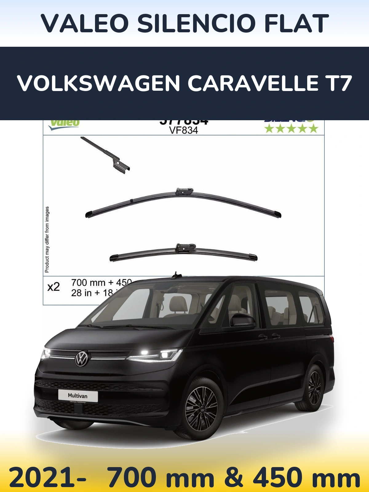 Ștergătoare Valeo Silencio Flat pentru Volkswagen Caravelle T7