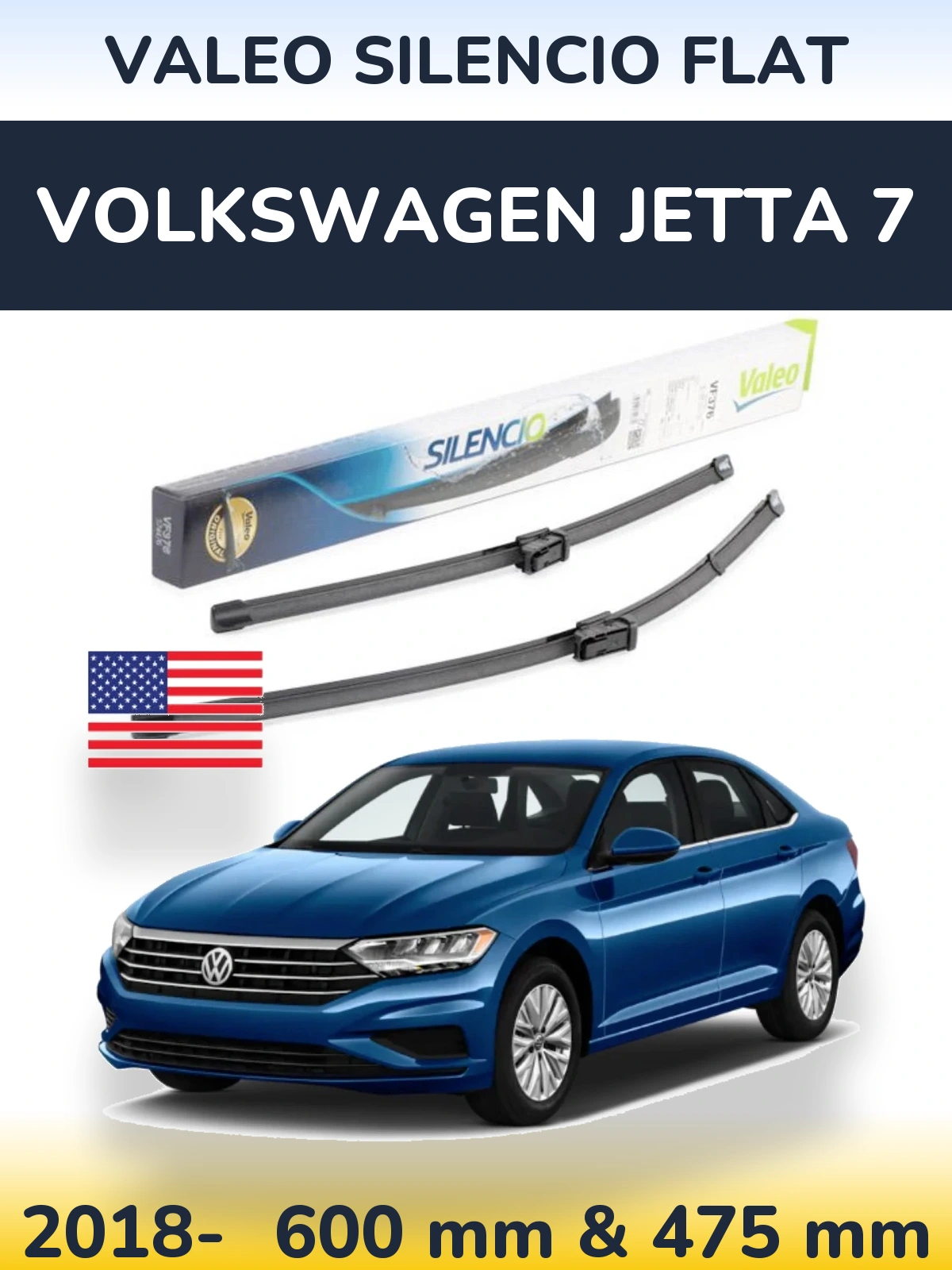 Ștergătoare Valeo Silencio Flat pentru Volkswagen Jetta 7